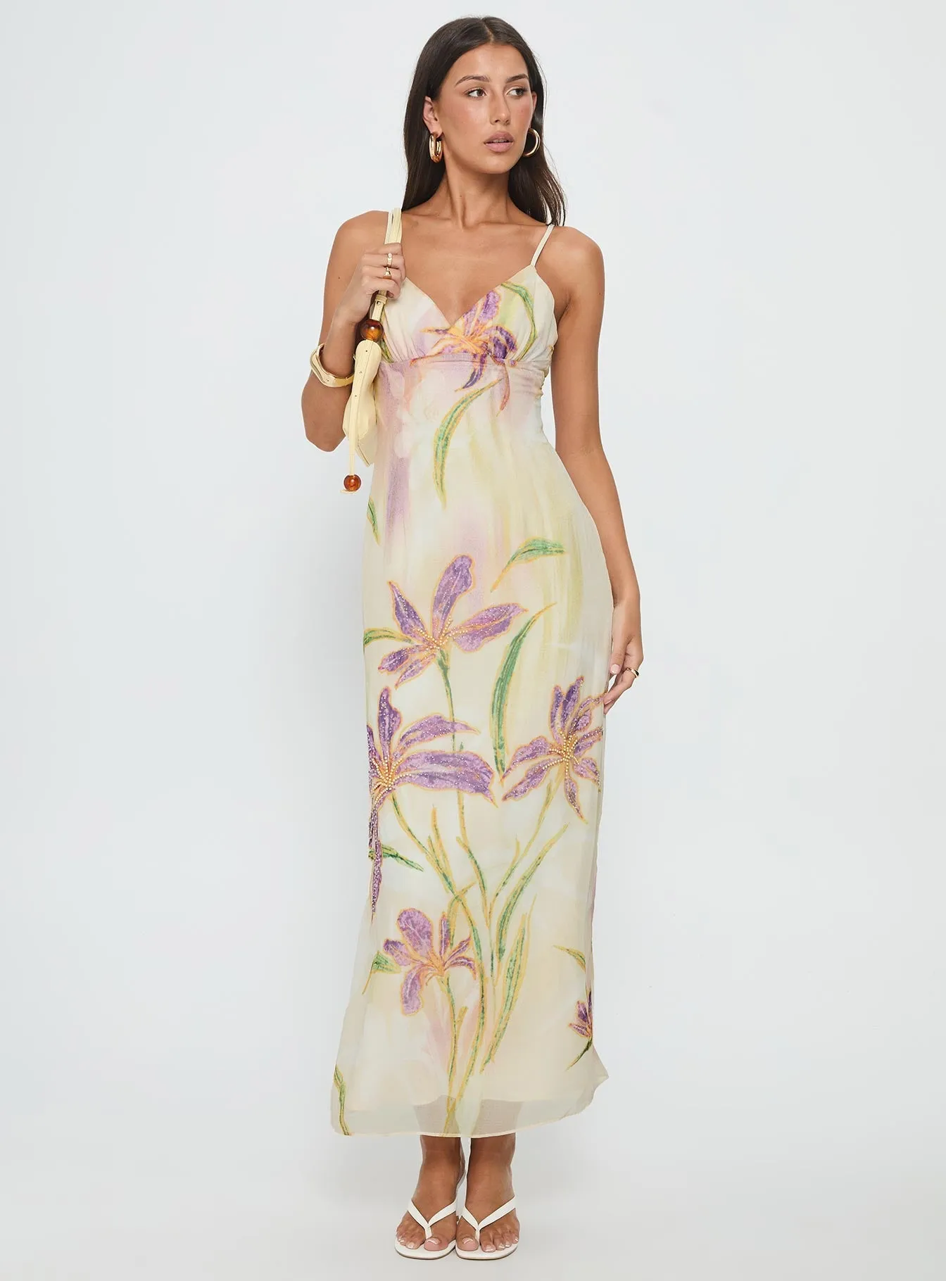 Isakaia Beaded Maxi Dress Floral / Multi Tile Court