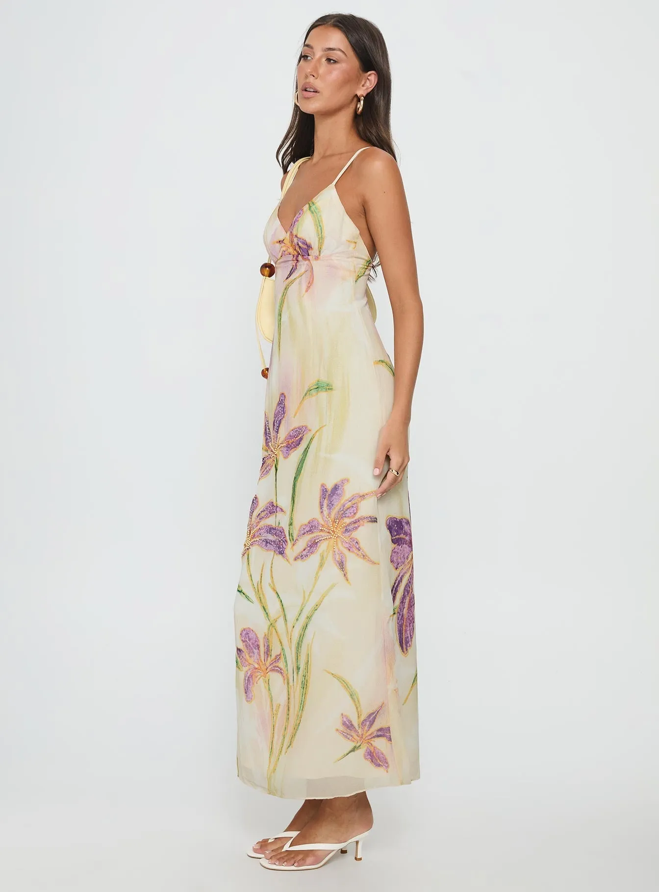delicate embroidery Lamp Glow Isakaia Beaded Maxi Dress Floral / Multi