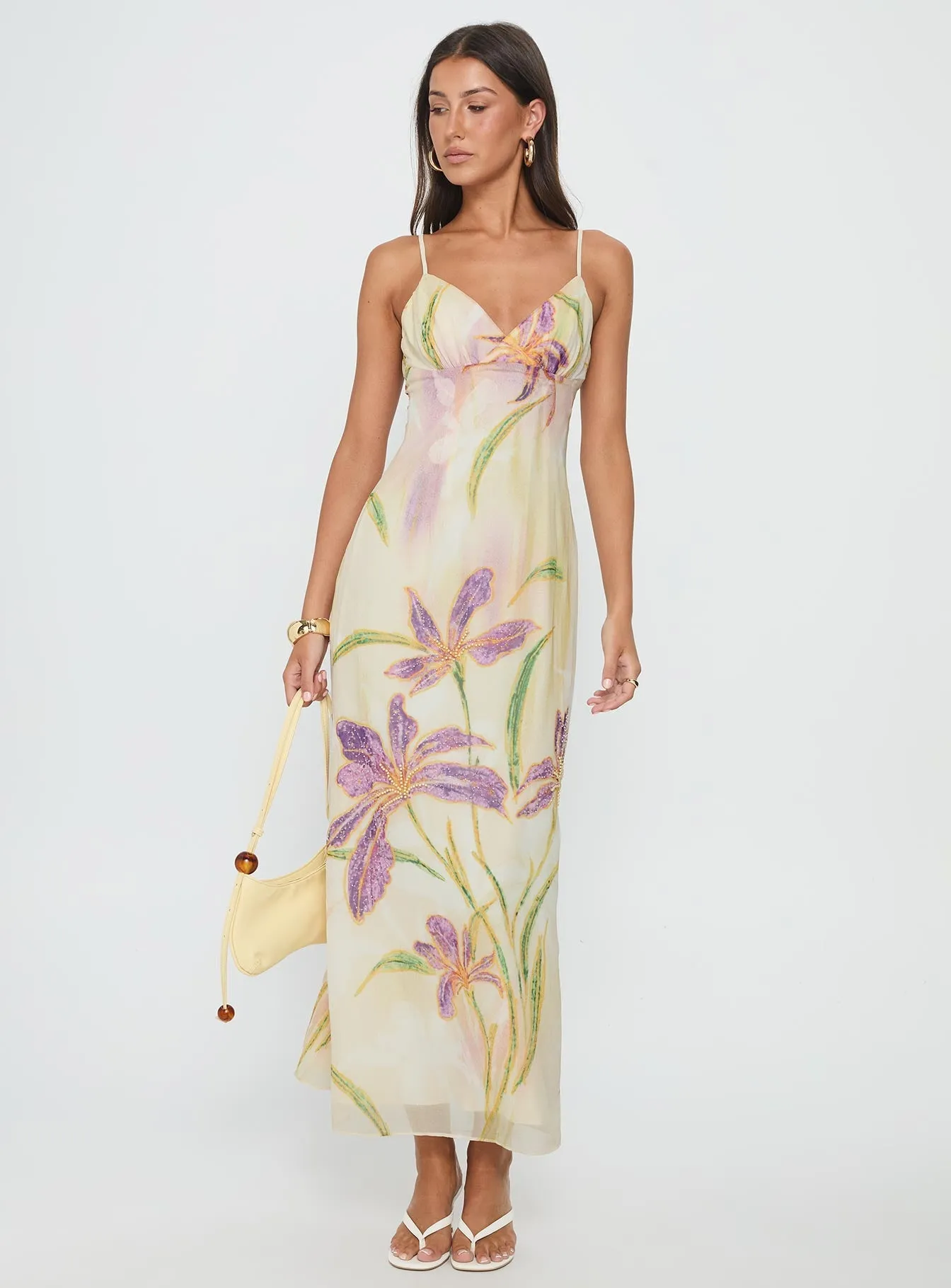 Elegant maxi dress for wedding Isakaia Beaded Maxi Dress Floral / Multi
