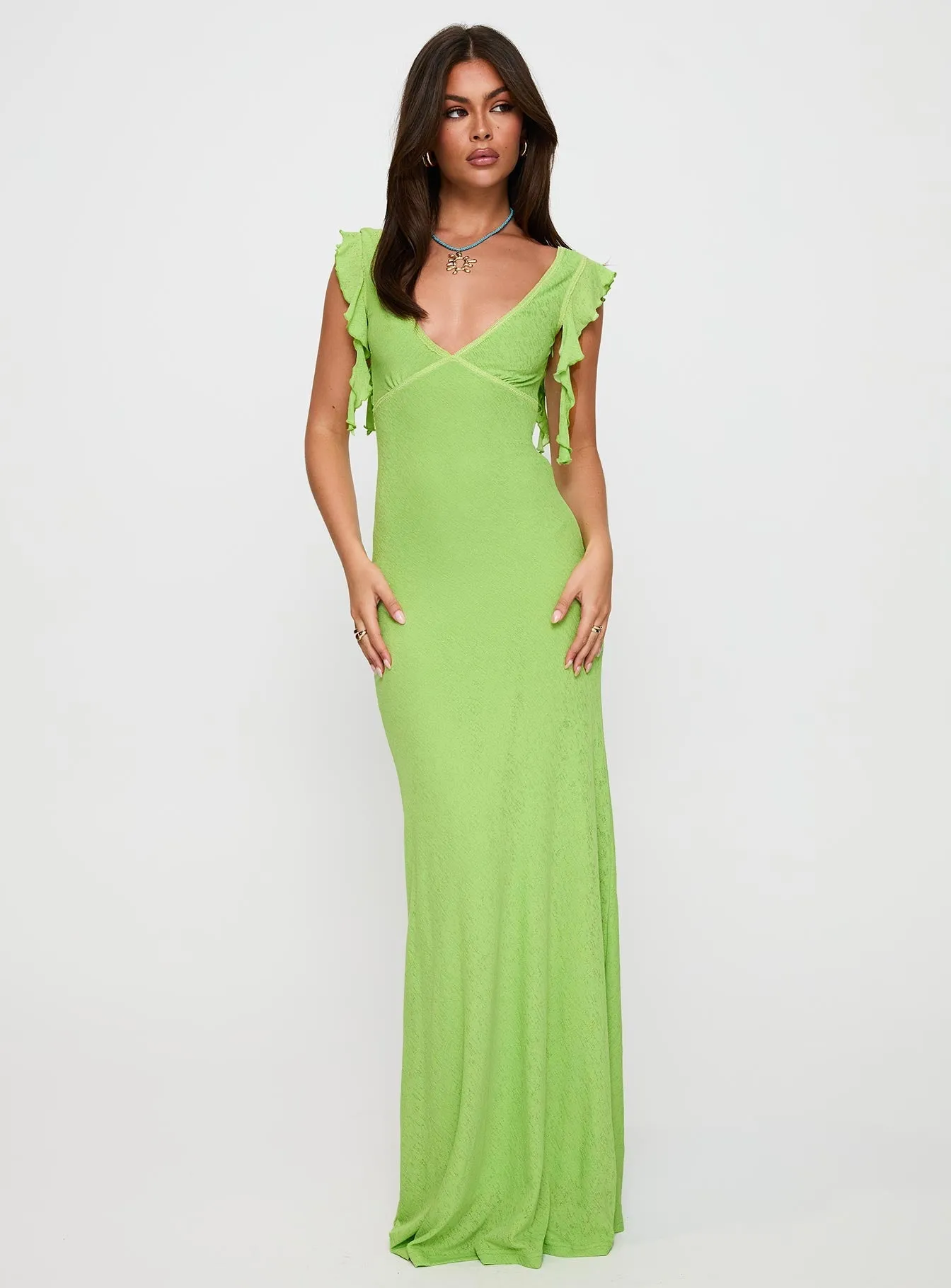 Soleila Maxi Dress Green Tonal Sunshine Hour Wind Song