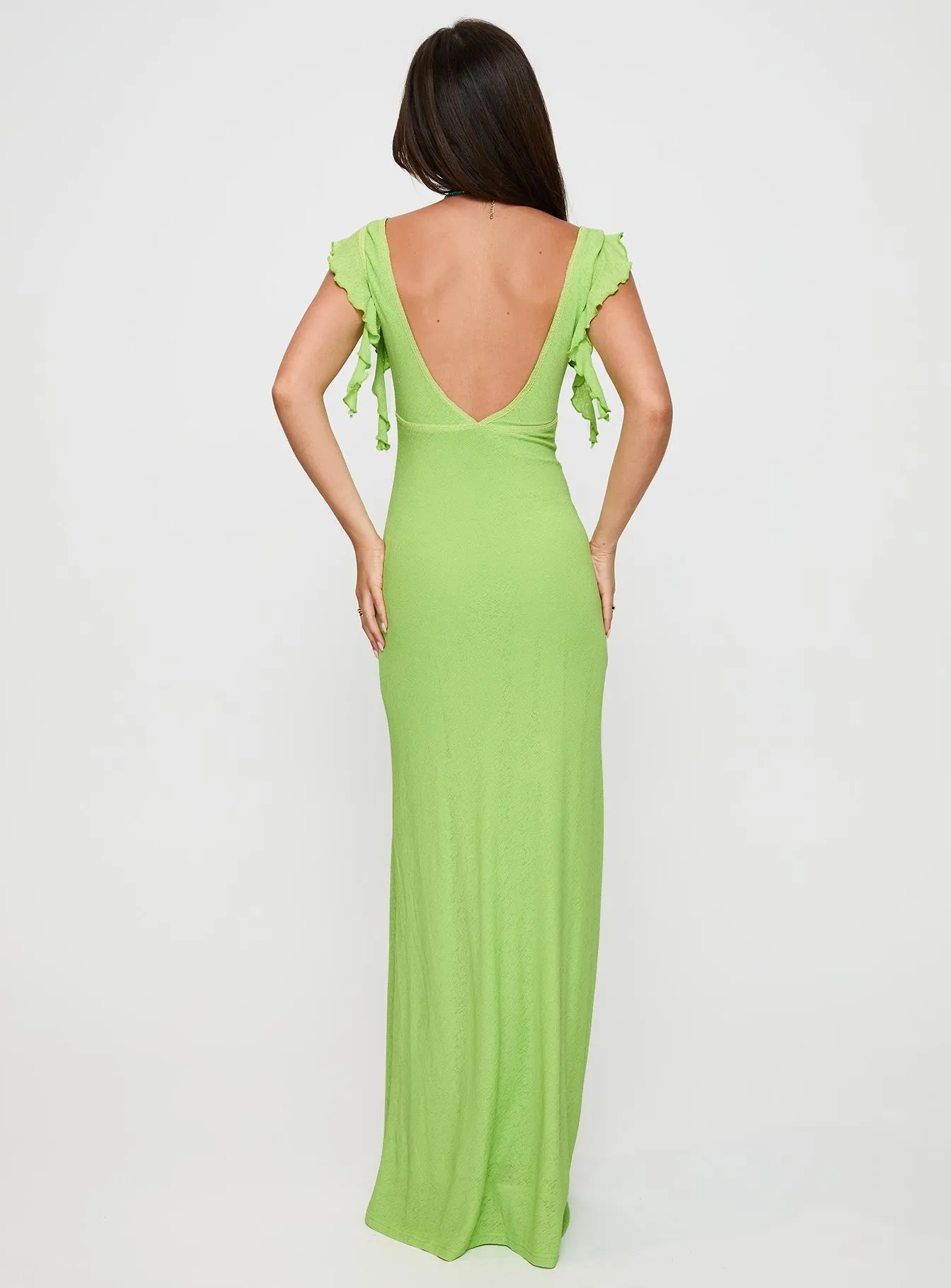 Soleila Maxi Dress Green Tonal Garnet Shine