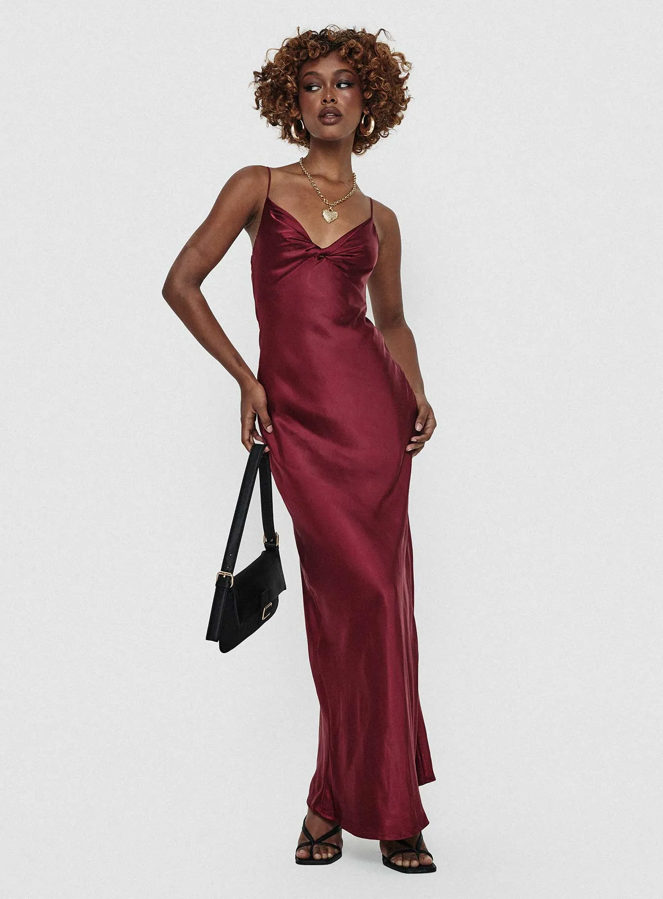 Ethereal Air Print Allover Marilyn Maxi Dress Wine