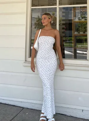 Oscar Maxi Dress White Floral Flow River