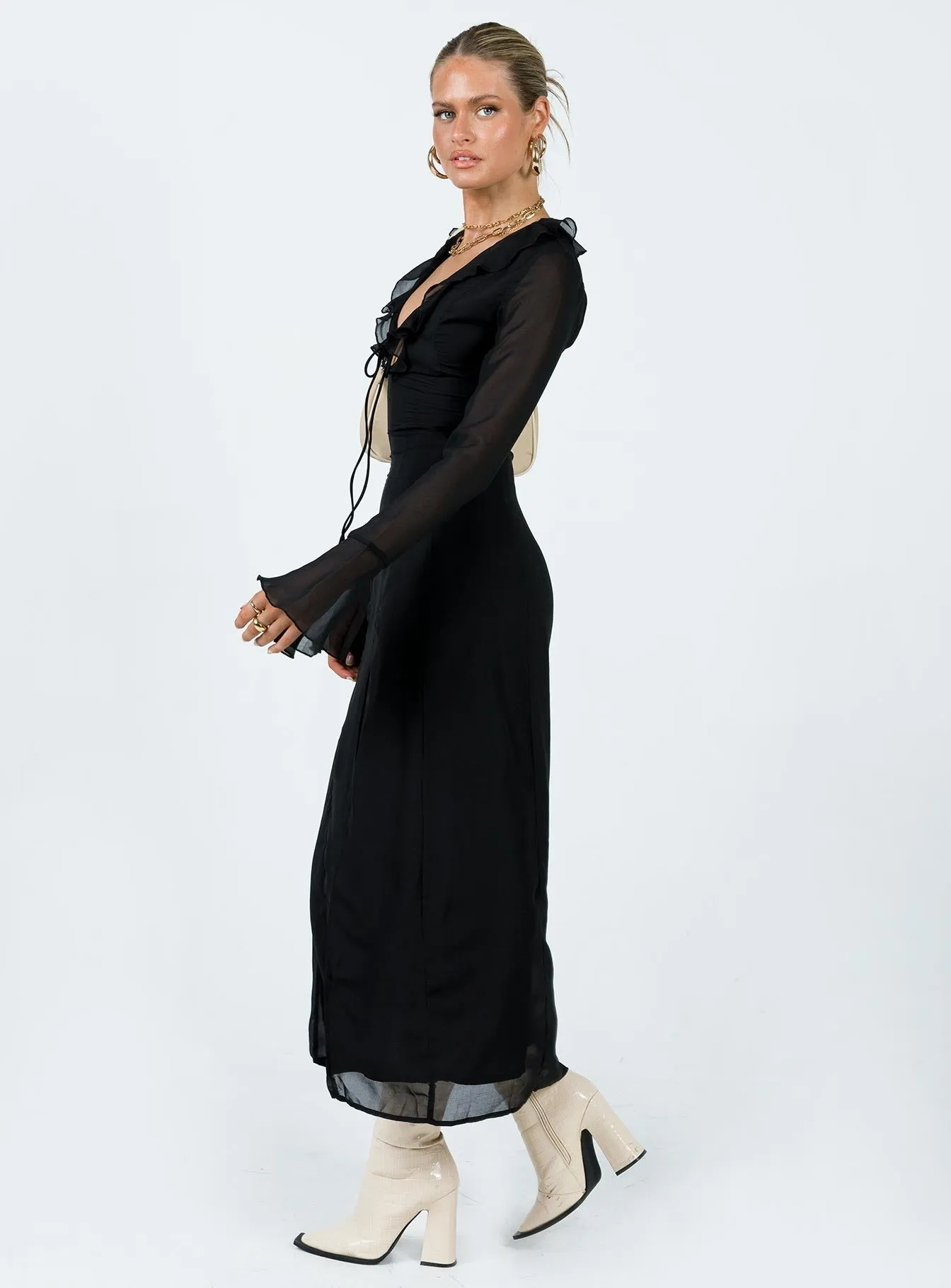 Rosalia Maxi Dress Black Bohemian-inspired maxi