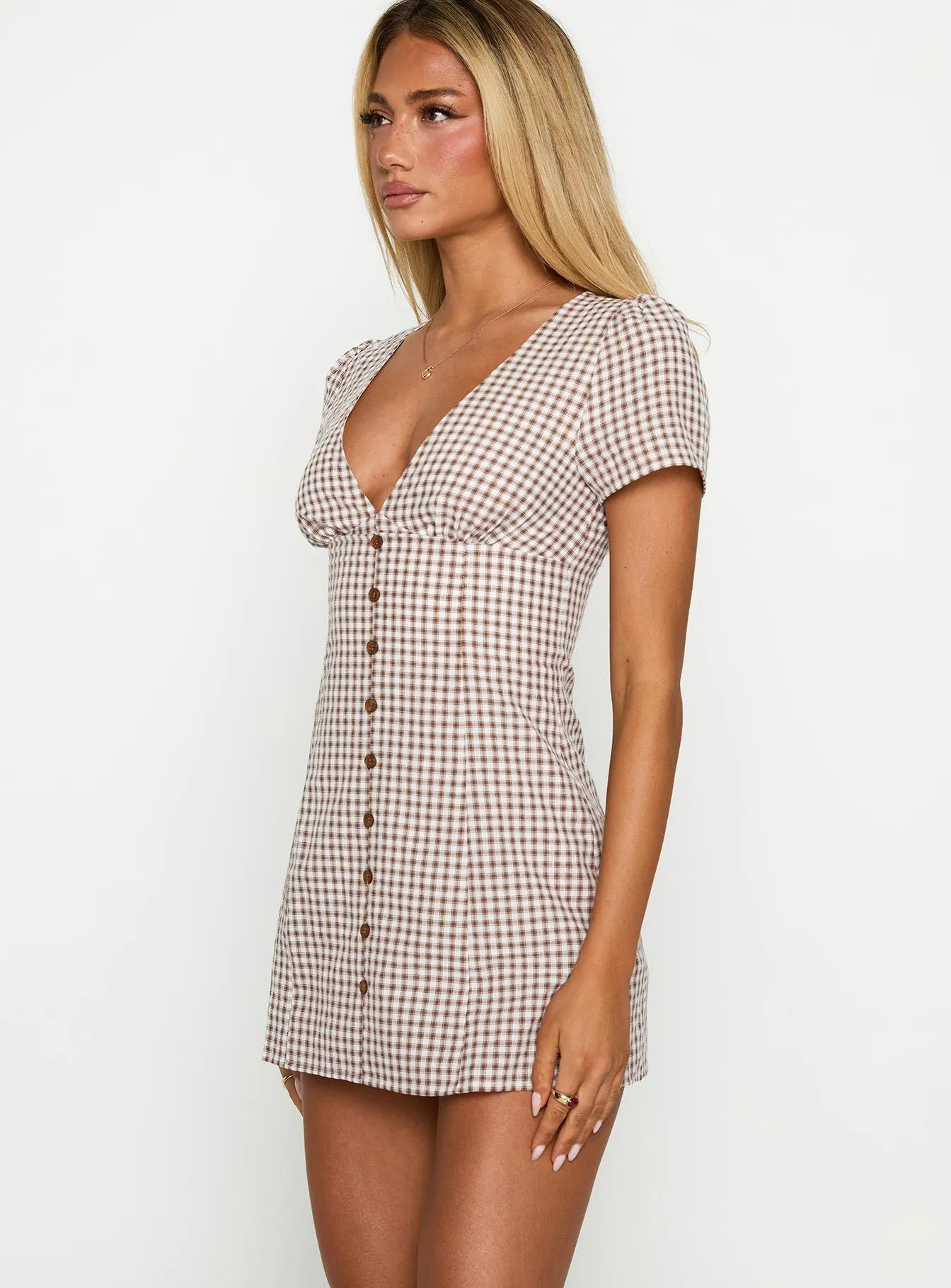Loveliness Playsuit Brown Check Charming Chic Wear