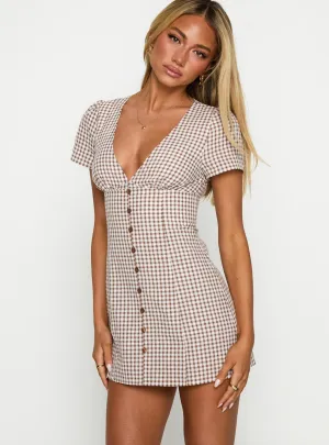 Ready Now Loveliness Playsuit Brown Check
