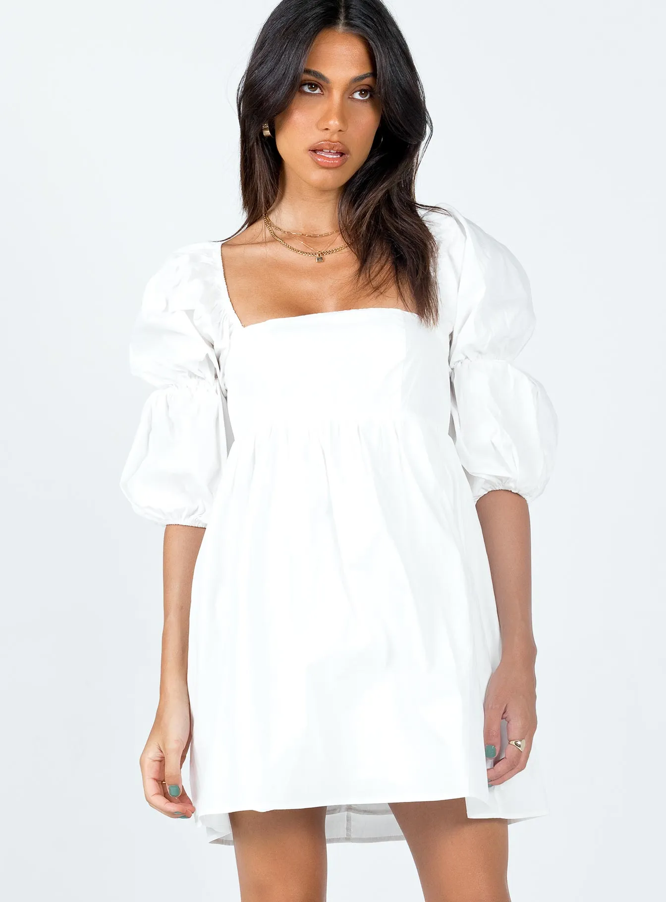 Effortless Wear Trendy Print Noha Mini Dress White