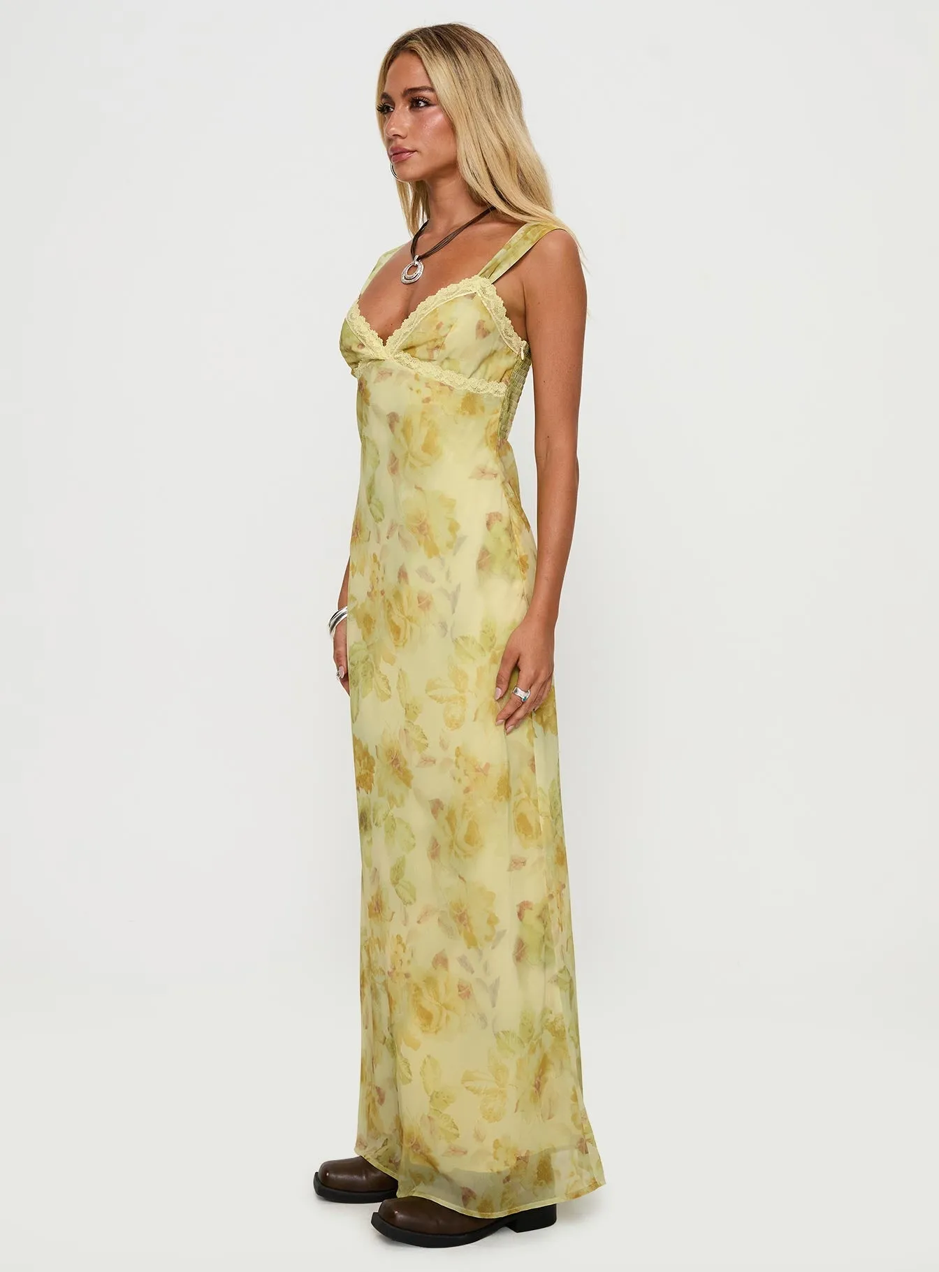 Fernwood Maxi Dress Yellow Multi Bloom Arch