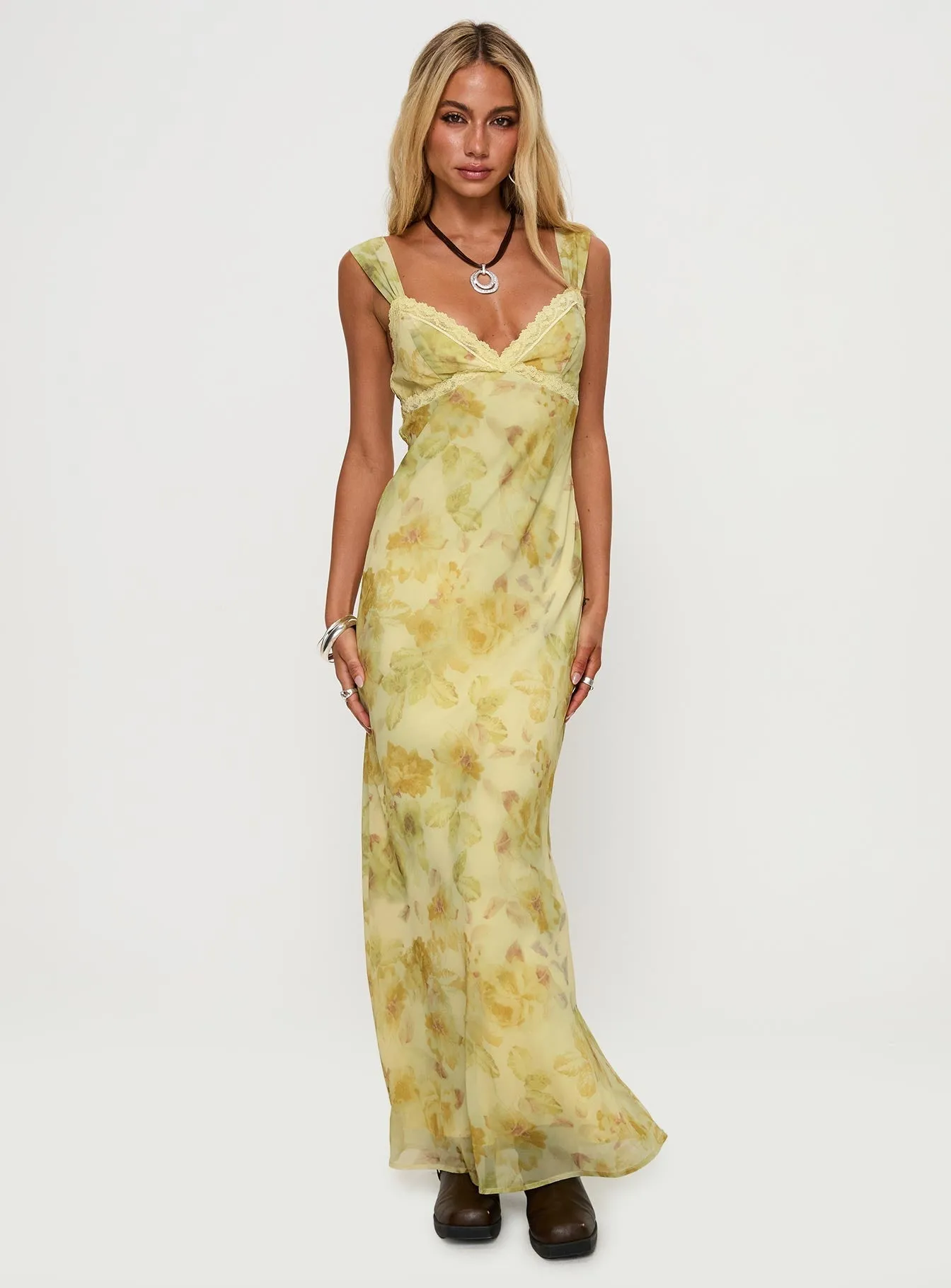 The simple yet refined design of this dress makes it easy to pair with different accessories Fresh Air Fernwood Maxi Dress Yellow Multi