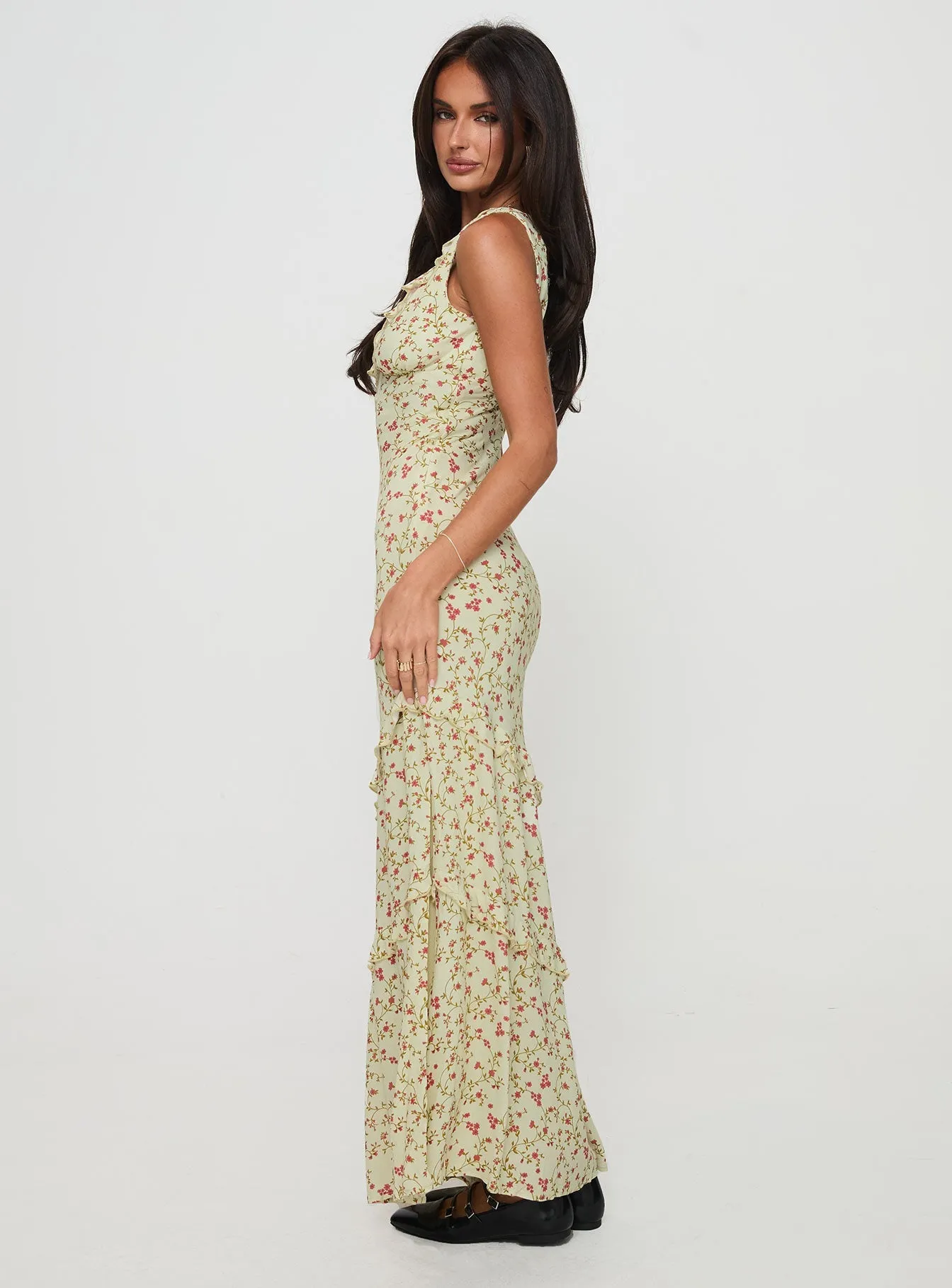 Square View Golden Sand Ridgewood Maxi Dress Beige Floral