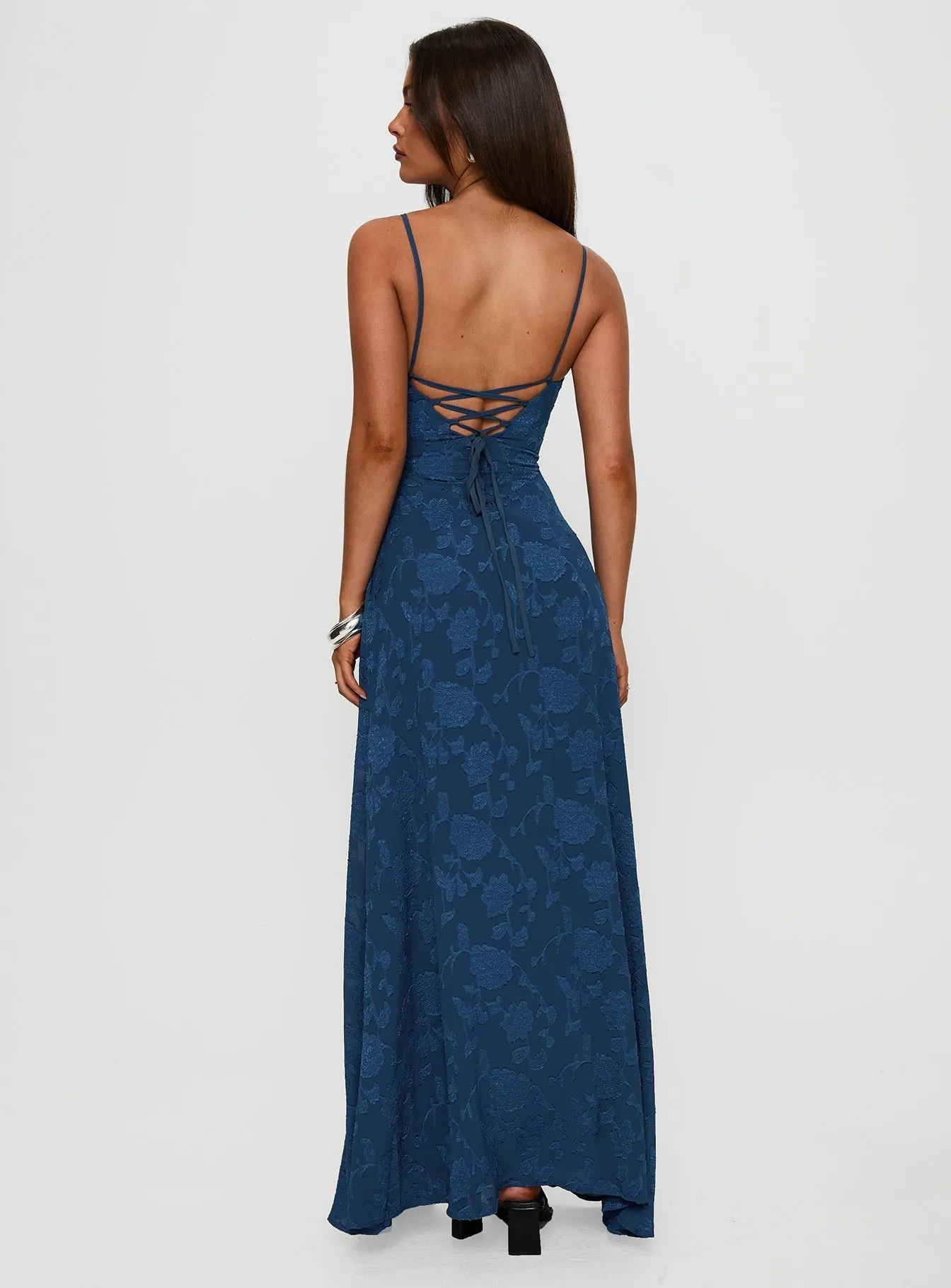 feminine grace South Of France Maxi Dress Navy