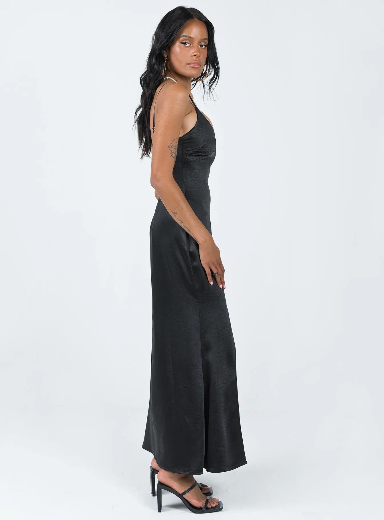 Carol Maxi Dress Black Soft Dawn Ivory Glow