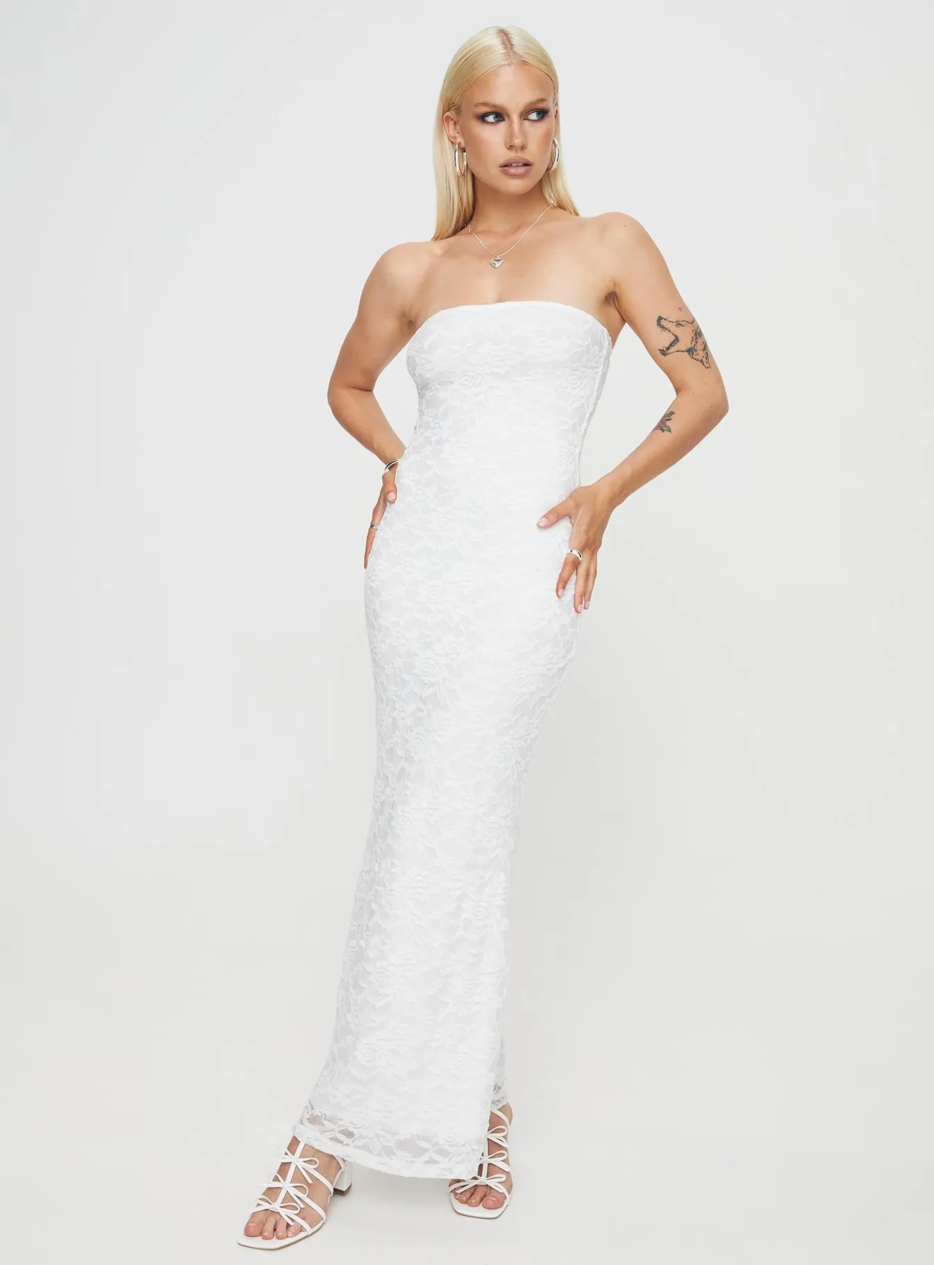 Grain Gold The flattering silhouette of this dress enhances your figure without compromising comfort Lavelle Strapless Maxi Dress White