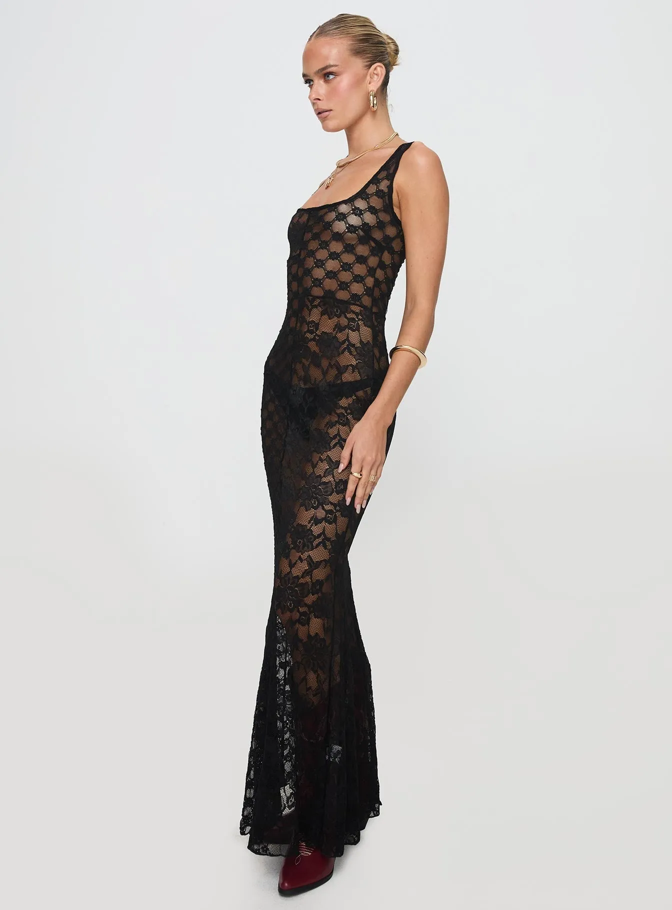 Zhara Lace Dress Black Steel Frame