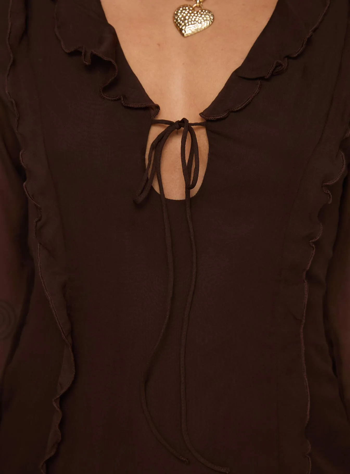 Fairly Long Sleeve Mini Dress Chocolate Weekend Fun Sassy Pop