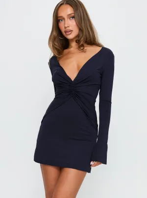 Frederica Long Sleeve Mini Dress Navy Night Sparkle