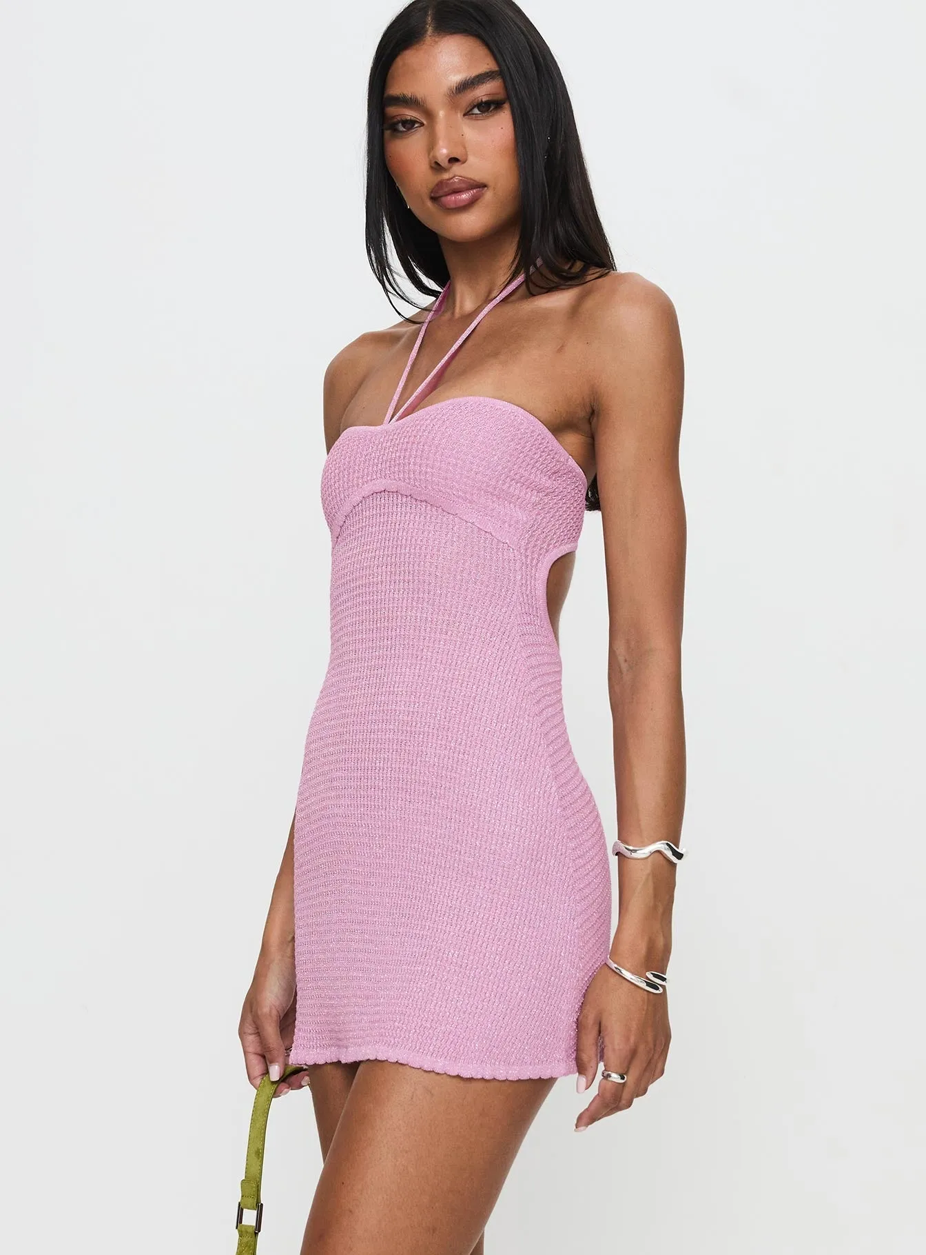 Party Proof Scene Fresh Odeya Halter Mini Dress Pink