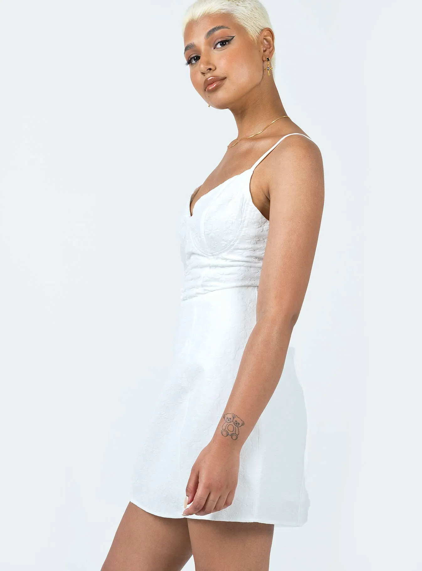 Smart Casual Style Zora Mini Dress White