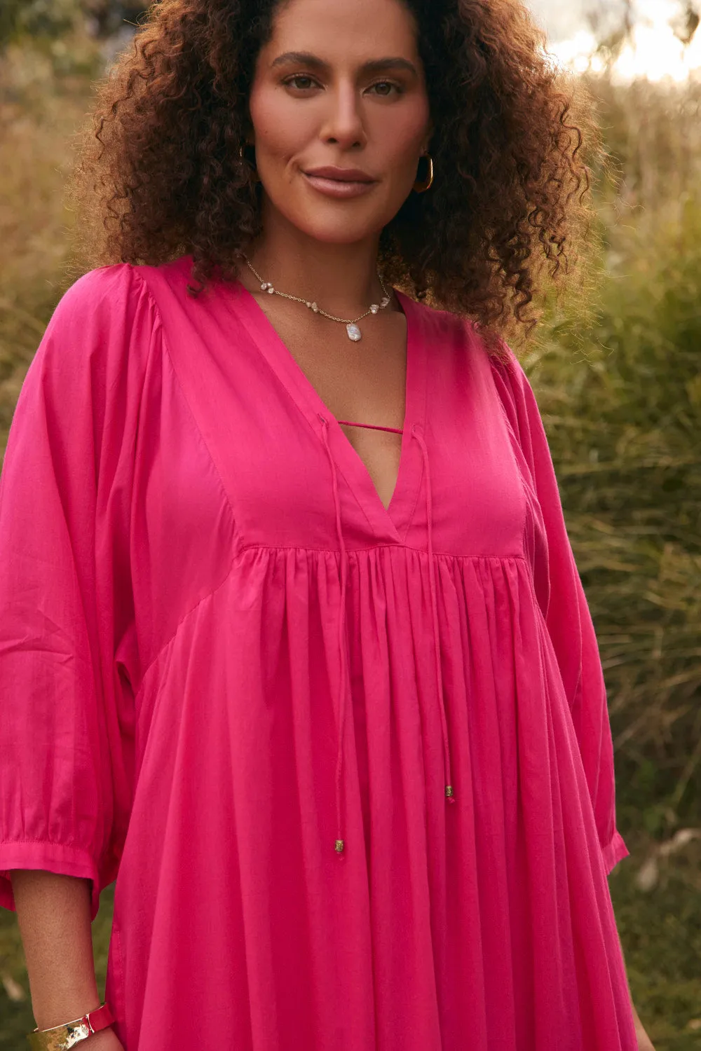 Polished Look Comfy Elegance Cairo Boho Dress in Raspberry