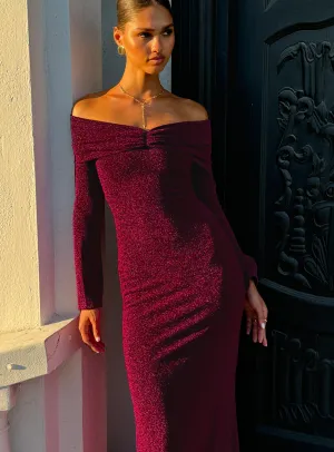 Cecilia Off The Shoulder Maxi Dress Wine Classic sleeveless floor dress