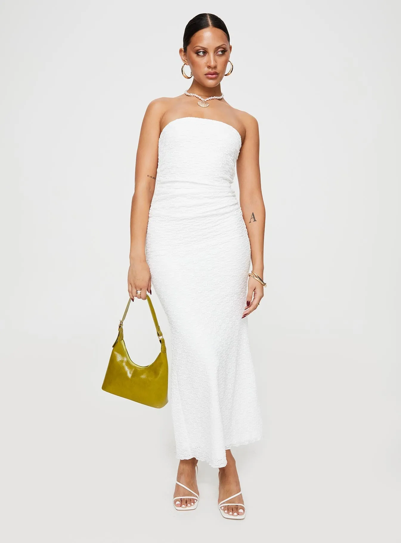 Ruskin Strapless Maxi Dress White Coral Reef