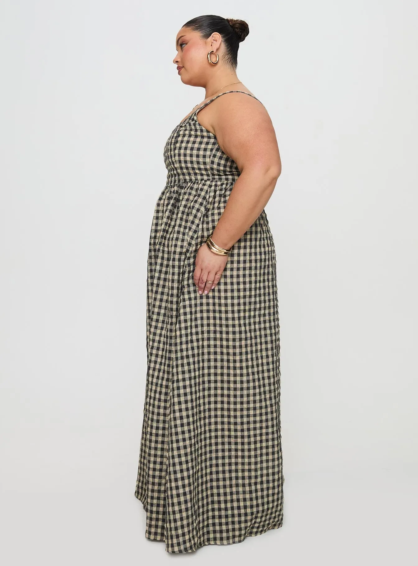 Cartmel Check Maxi Dress Black / Cream Curve Photo Time
