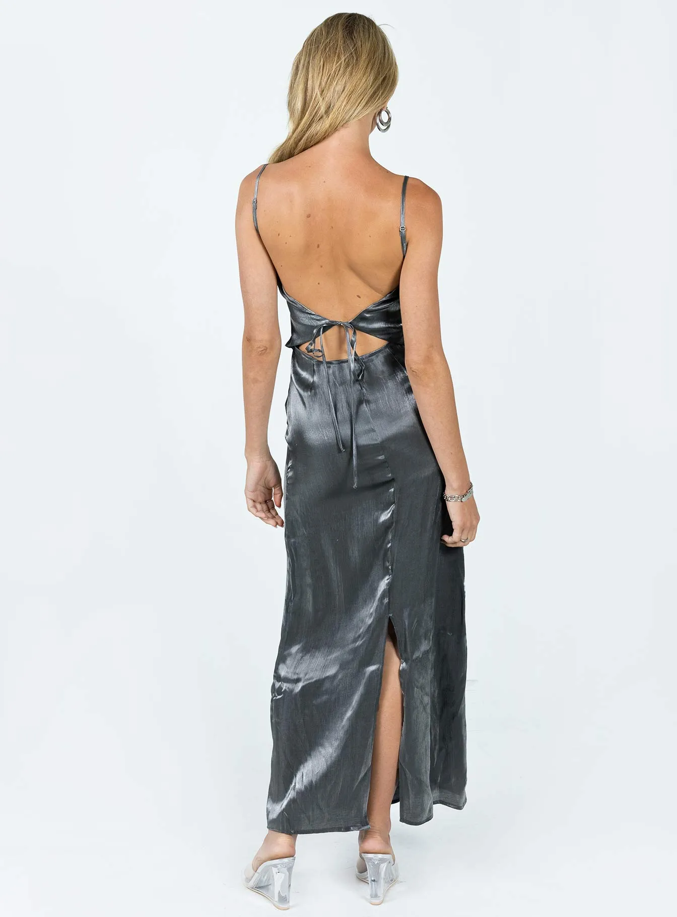 Gianne Slip Maxi Dress Grey Elegant dinner dress