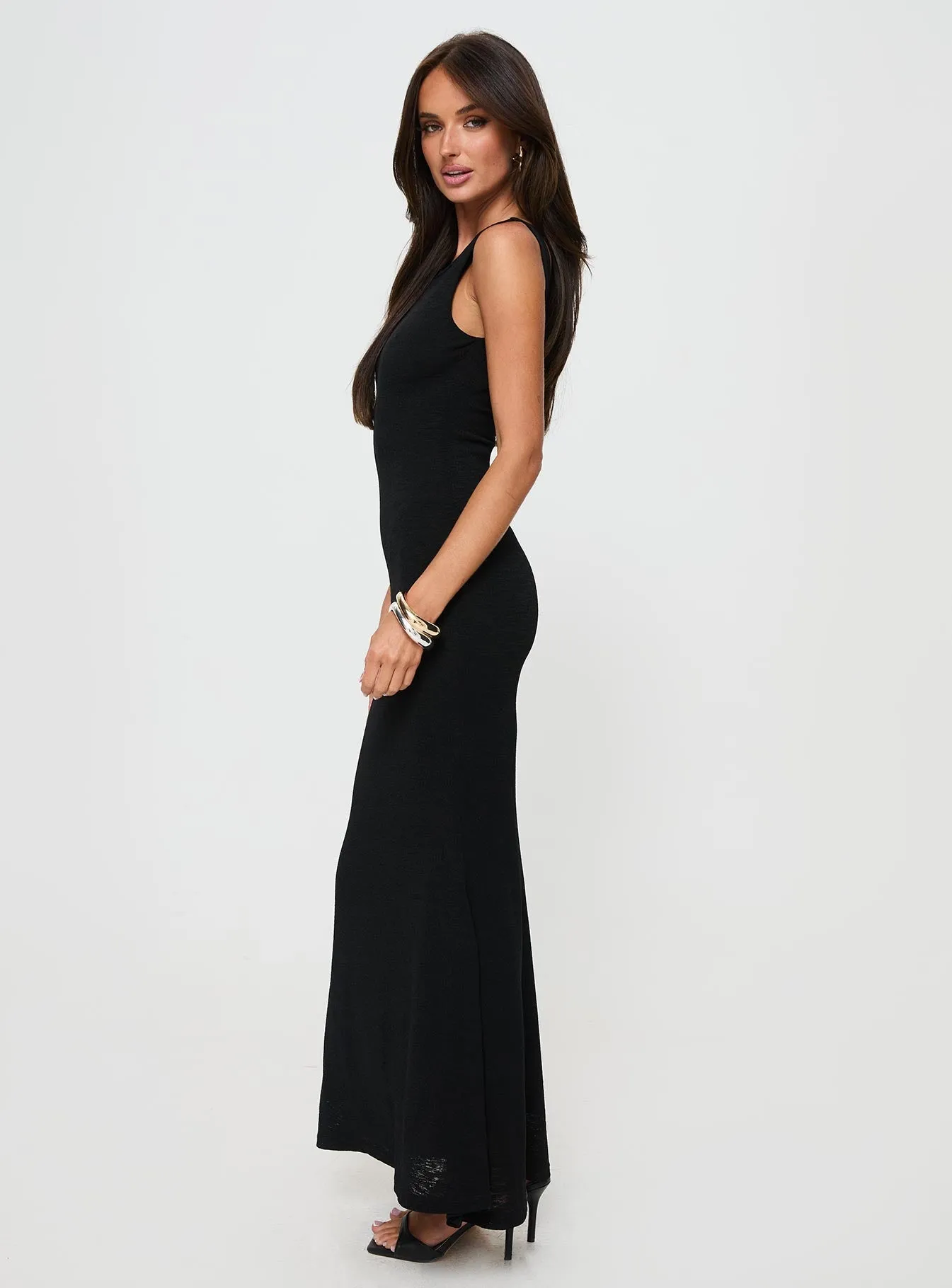 Platinum Glow Ashen Maxi Dress Black