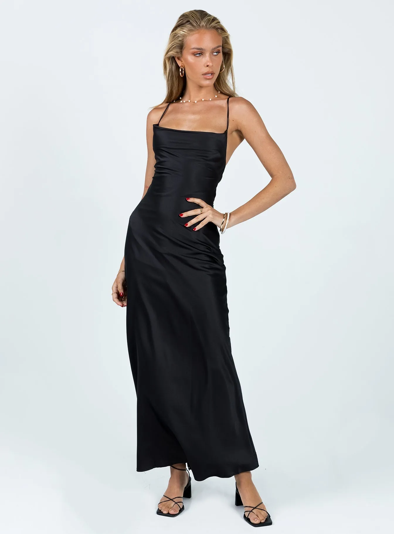 Sapphire Shine Long Sleeve Celena Maxi Dress Black