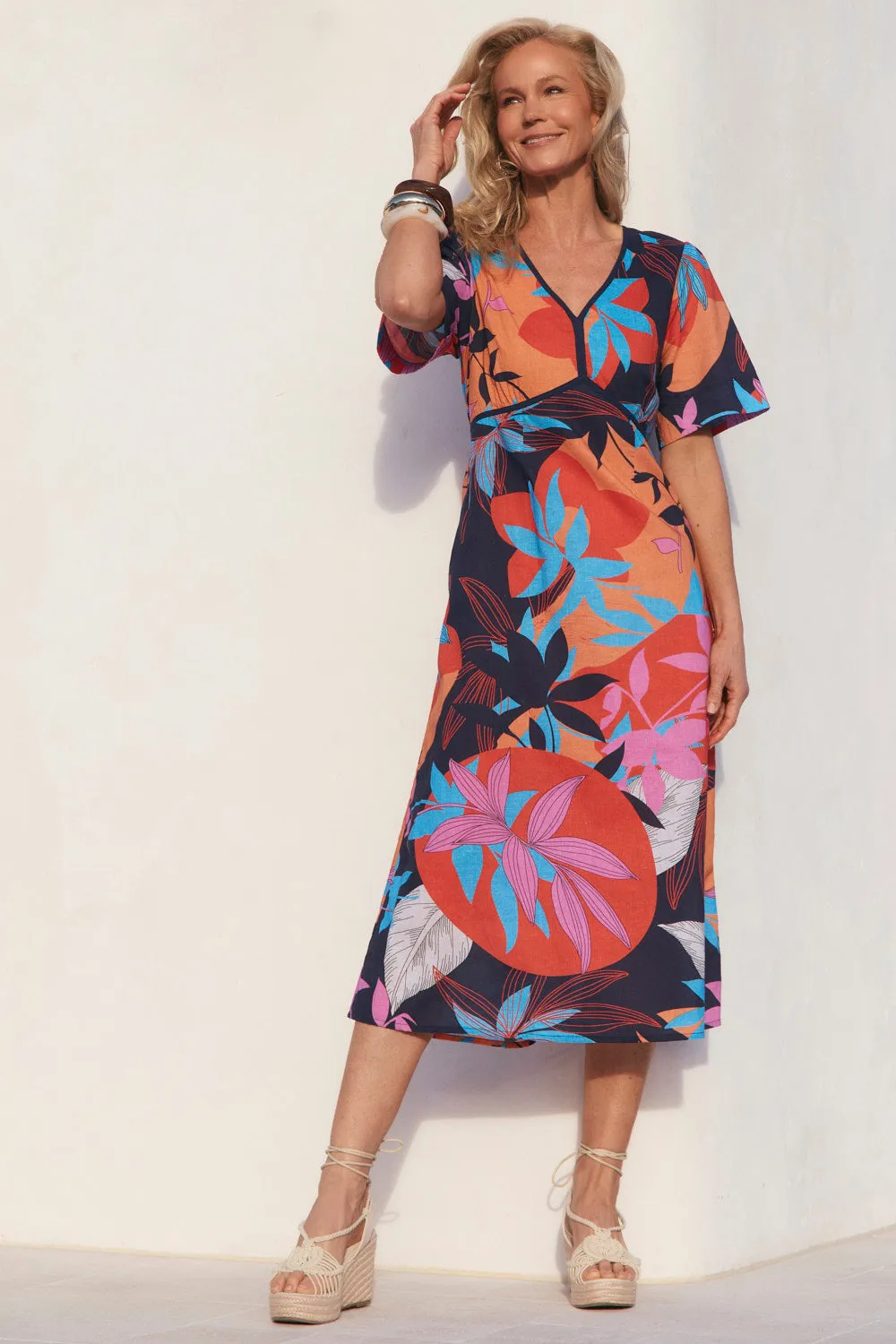 Farrah Midi Dress in Shinjuku Soft draping fabric dress Frost Light