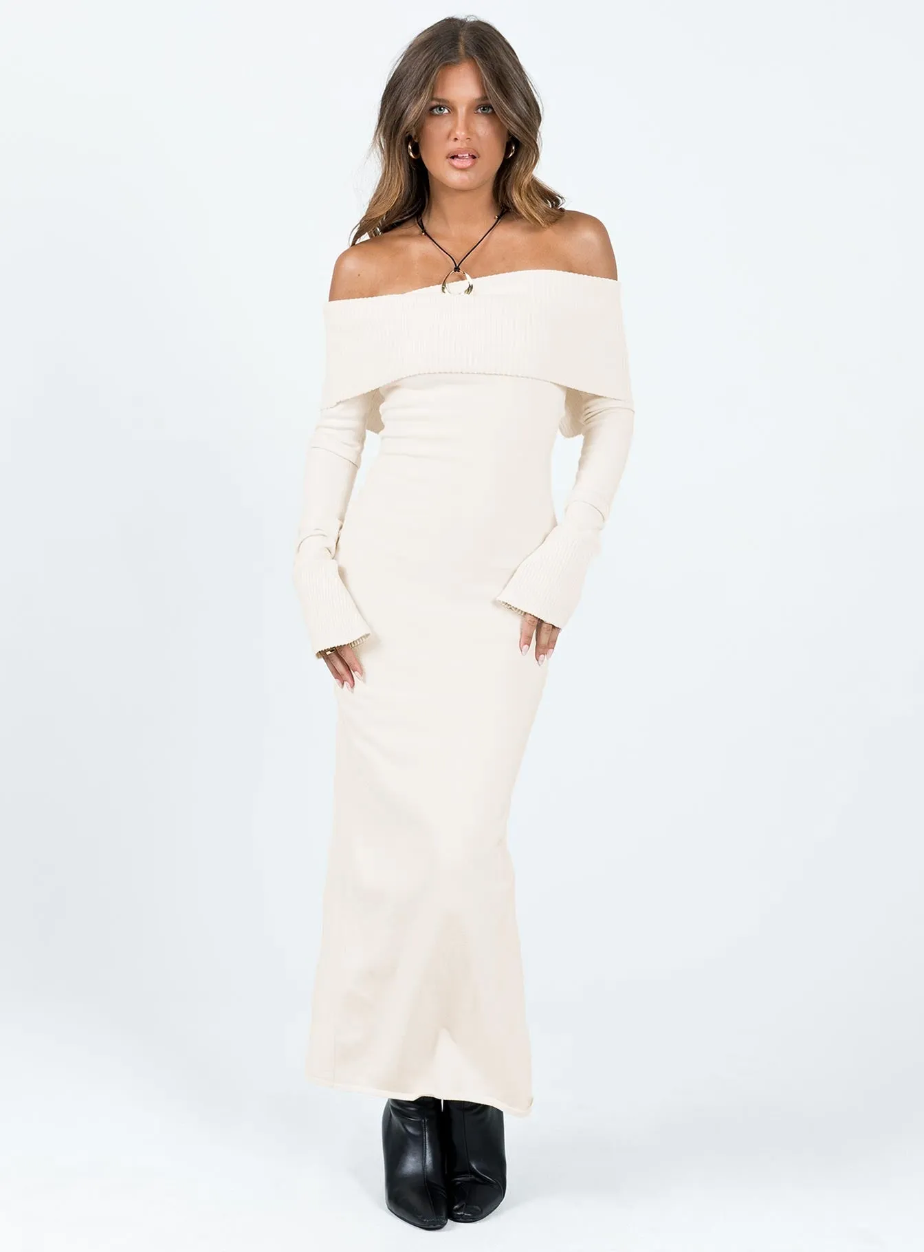 Louden Off The Shoulder Maxi Dress Cream Wave Dance Garden Lane
