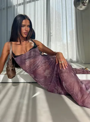 Peony Bloom Evera Sheer Built In Bra Maxi Dress Purple