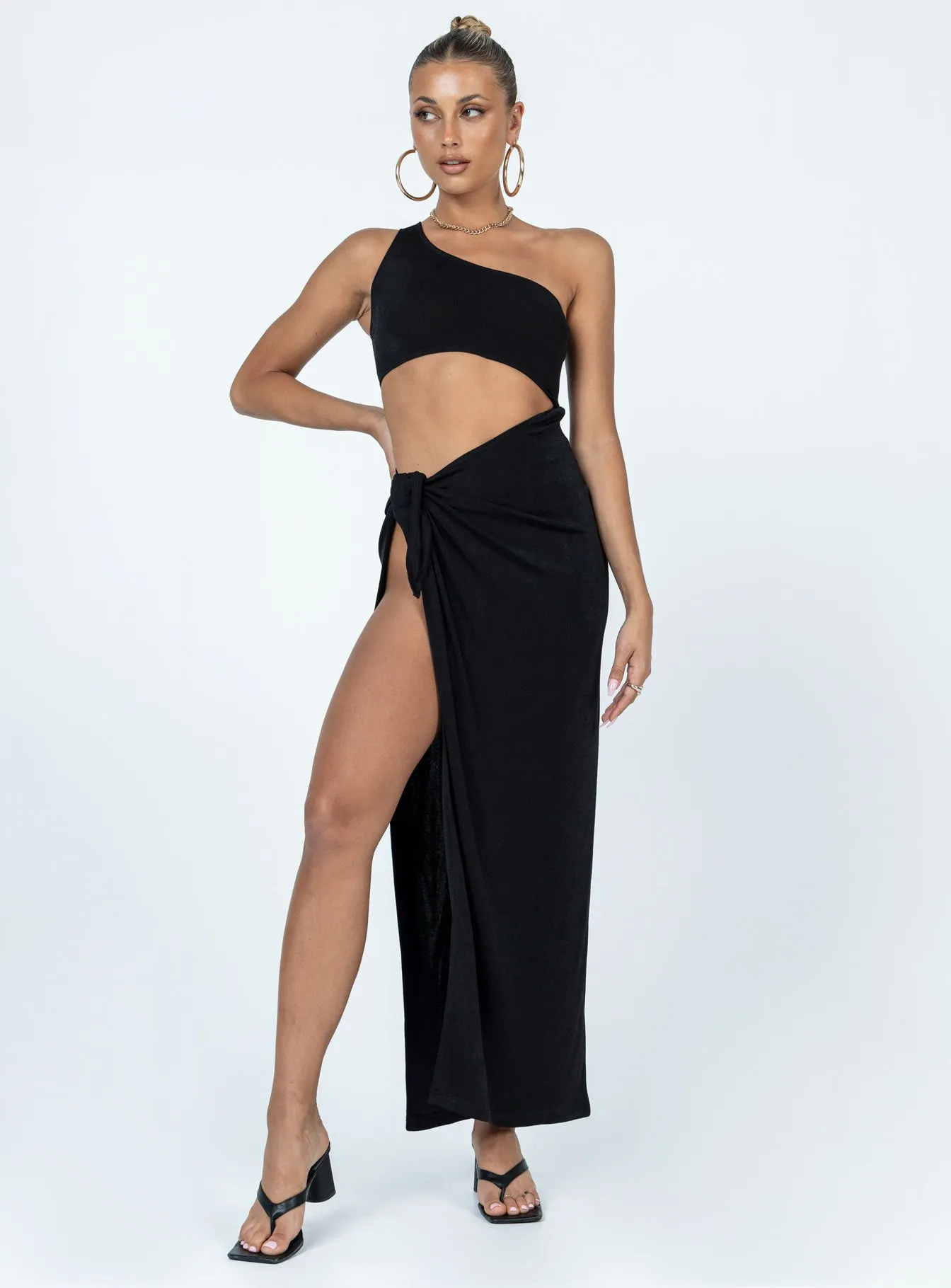 Timeless Glow Kola One Shoulder Maxi Dress Black