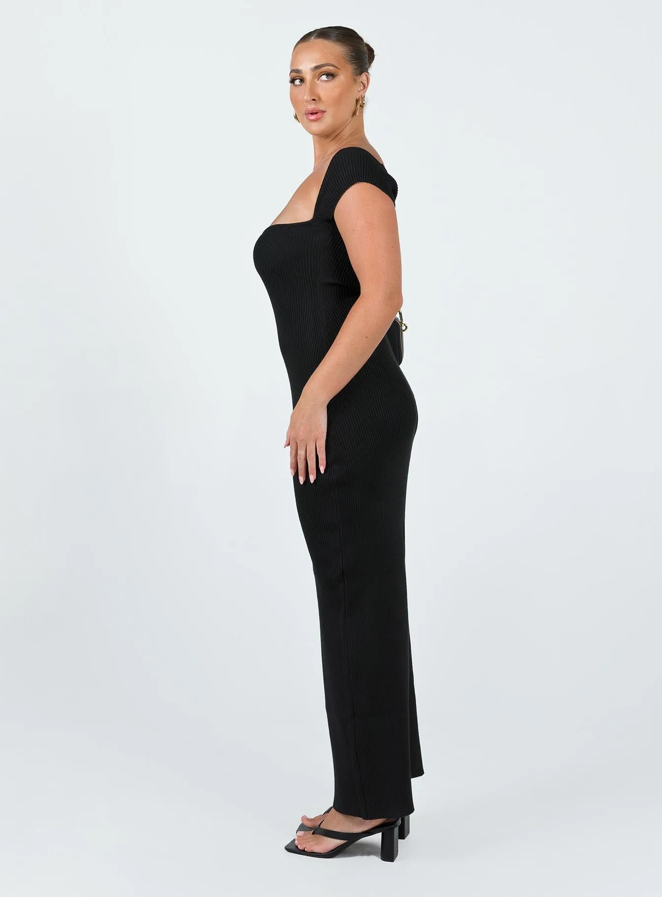Larissa Maxi Dress Black Ivory Shine
