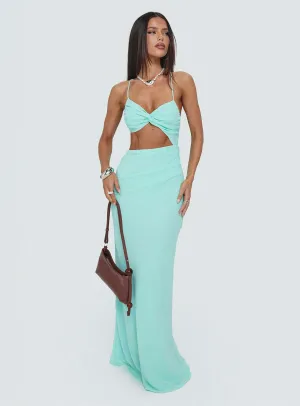 No Control Keyhole Maxi Dress Aqua Air Glow