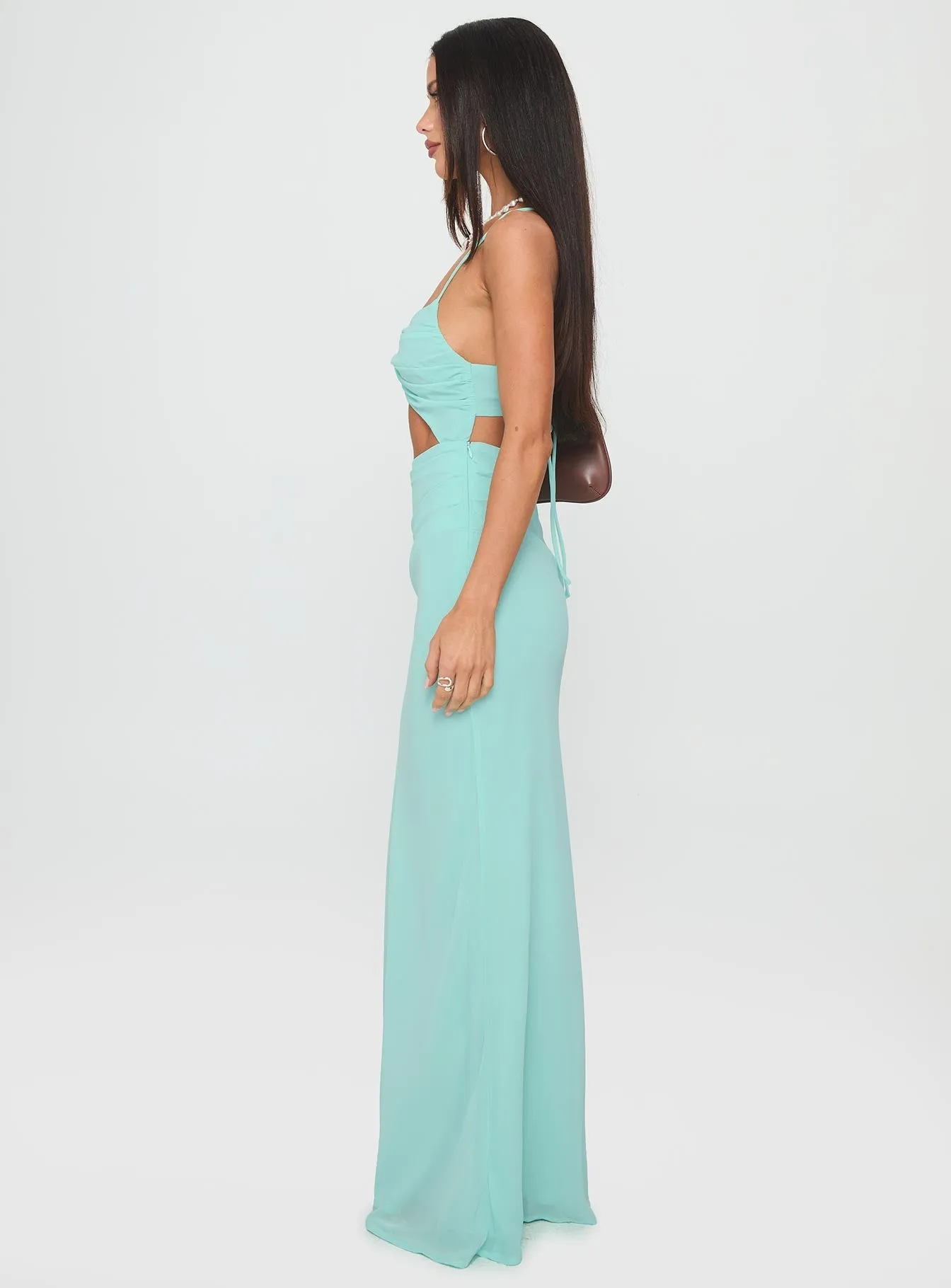 No Control Keyhole Maxi Dress Aqua Morning Glow Wide Arm