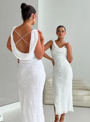 Town Glow Frill Edge Contessa Maxi Dress White