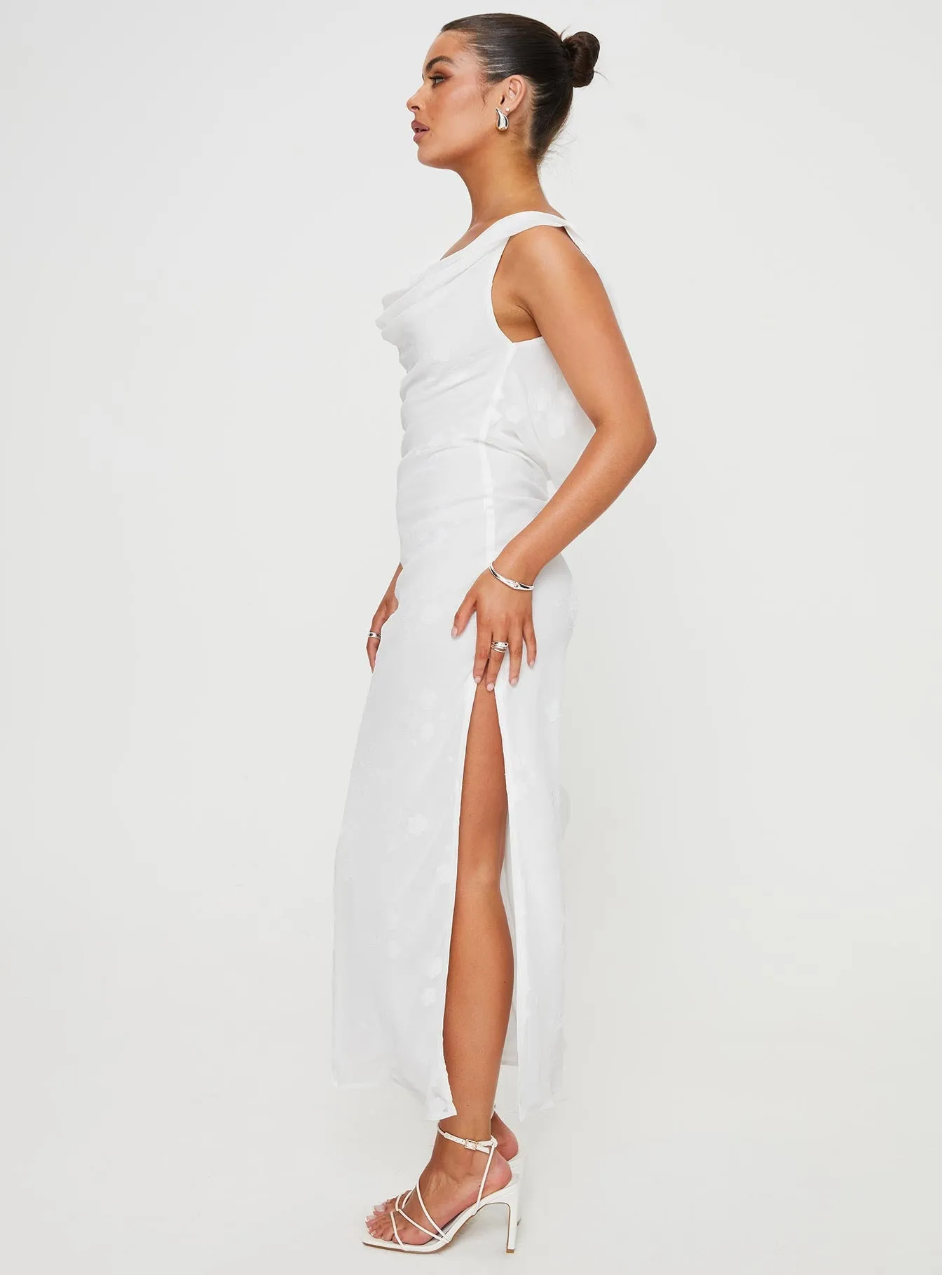 Contessa Maxi Dress White Chiffon Glow