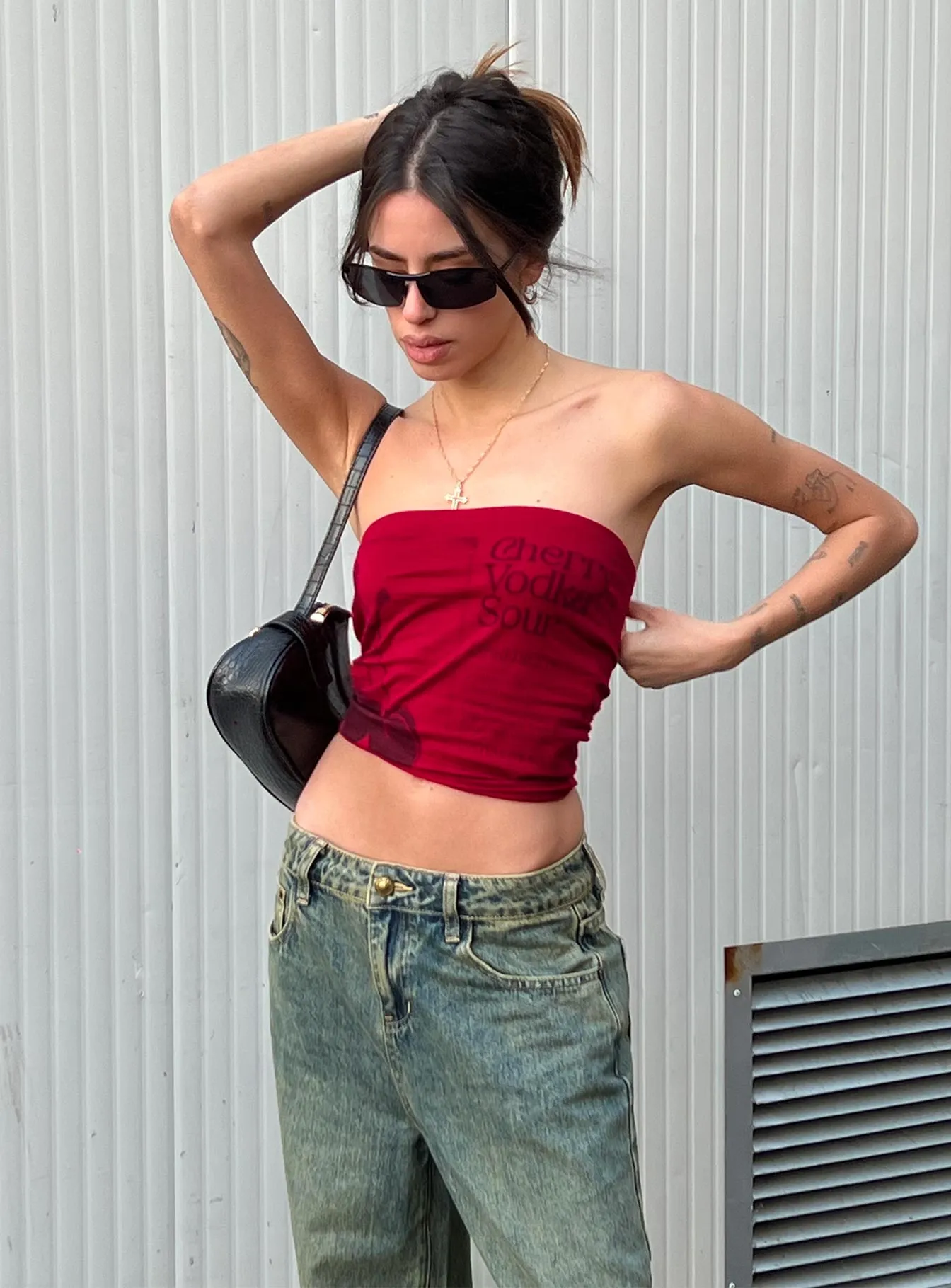 Cherry Sip Tube Top Red Durable Color Retention Tailored Silhouette