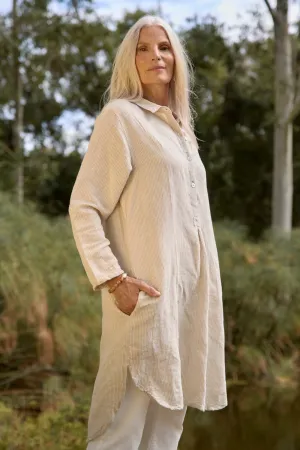 Tess Tunic Shirt Dress in Sable Stripe QuickDry Technology
