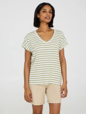Myth Glow Striped V-Neck Dolman Sleeve T-Shirt