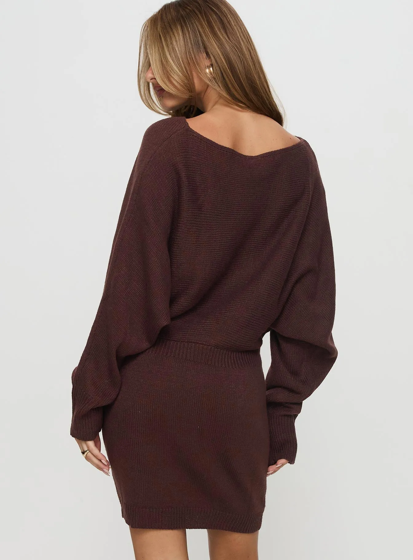 Edge Light Bellamie Long Sleeve Mini Dress Chocolate