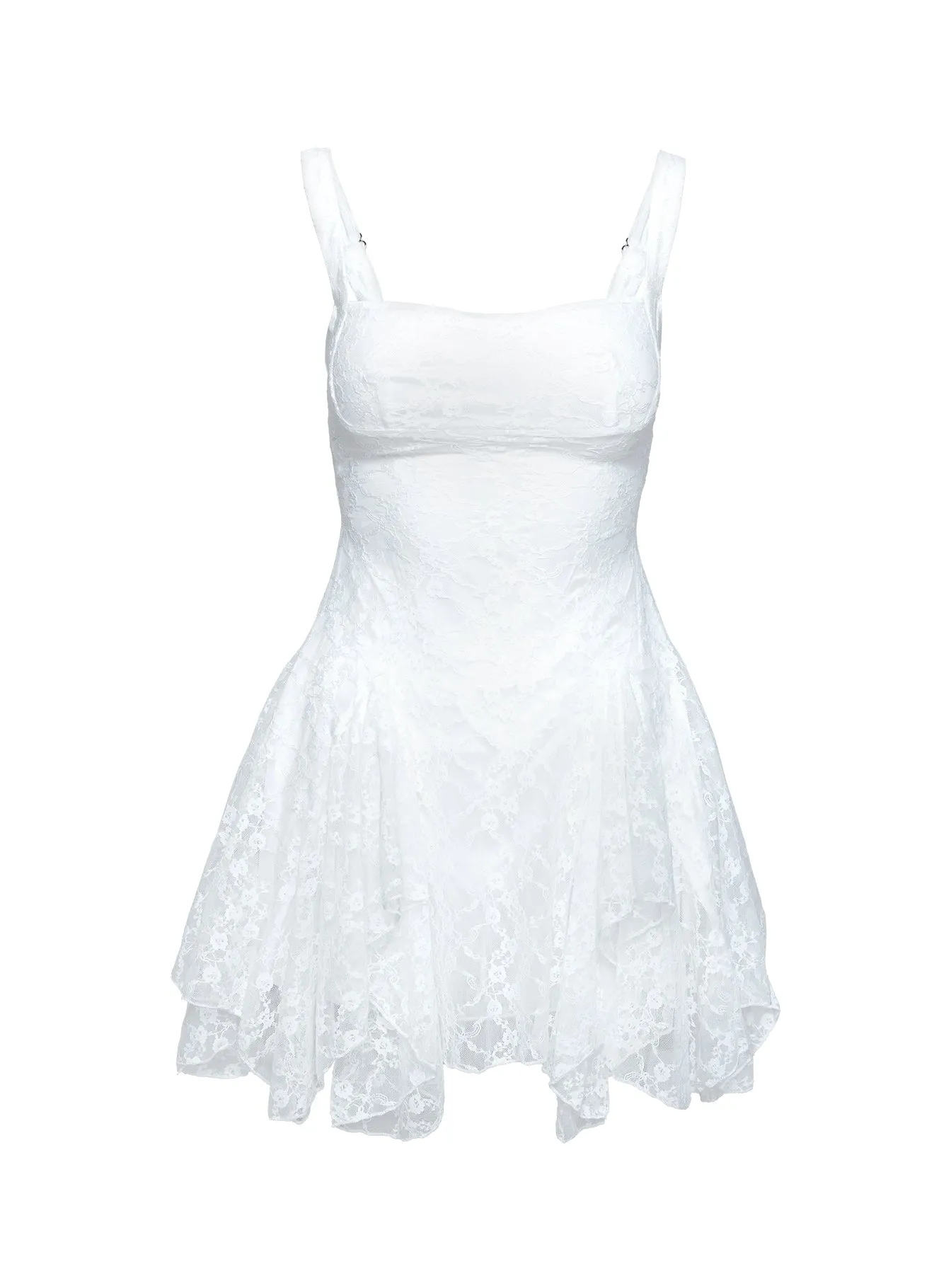Everglimmer Lace Mini Dress White Trendy boho-inspired mini