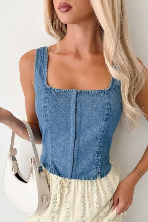 Made For More Hook Front Denim Tank Top (Denim) decorative