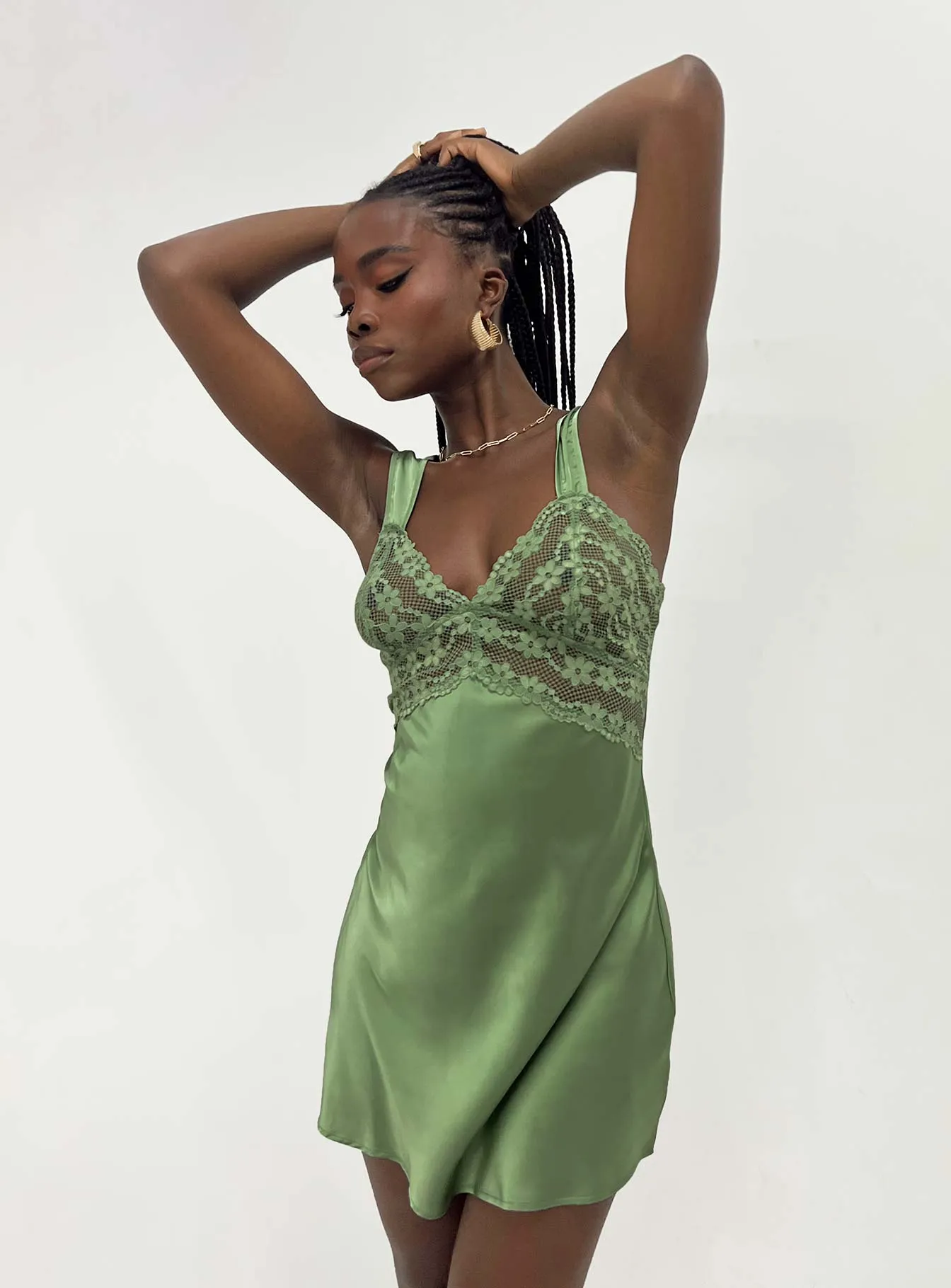 Bel Air Mini Dress Green Layered Panel Design