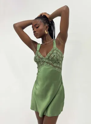Bel Air Mini Dress Green Layered Panel Design