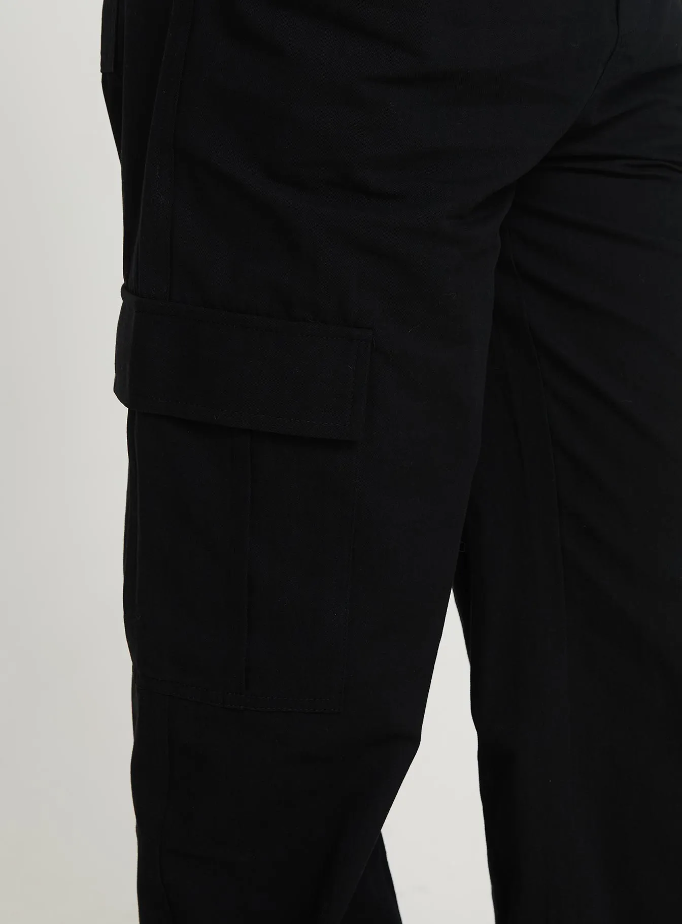 Zip Fly Closure Foundation Piece Enchantia Relaxed Cargo Pants Black