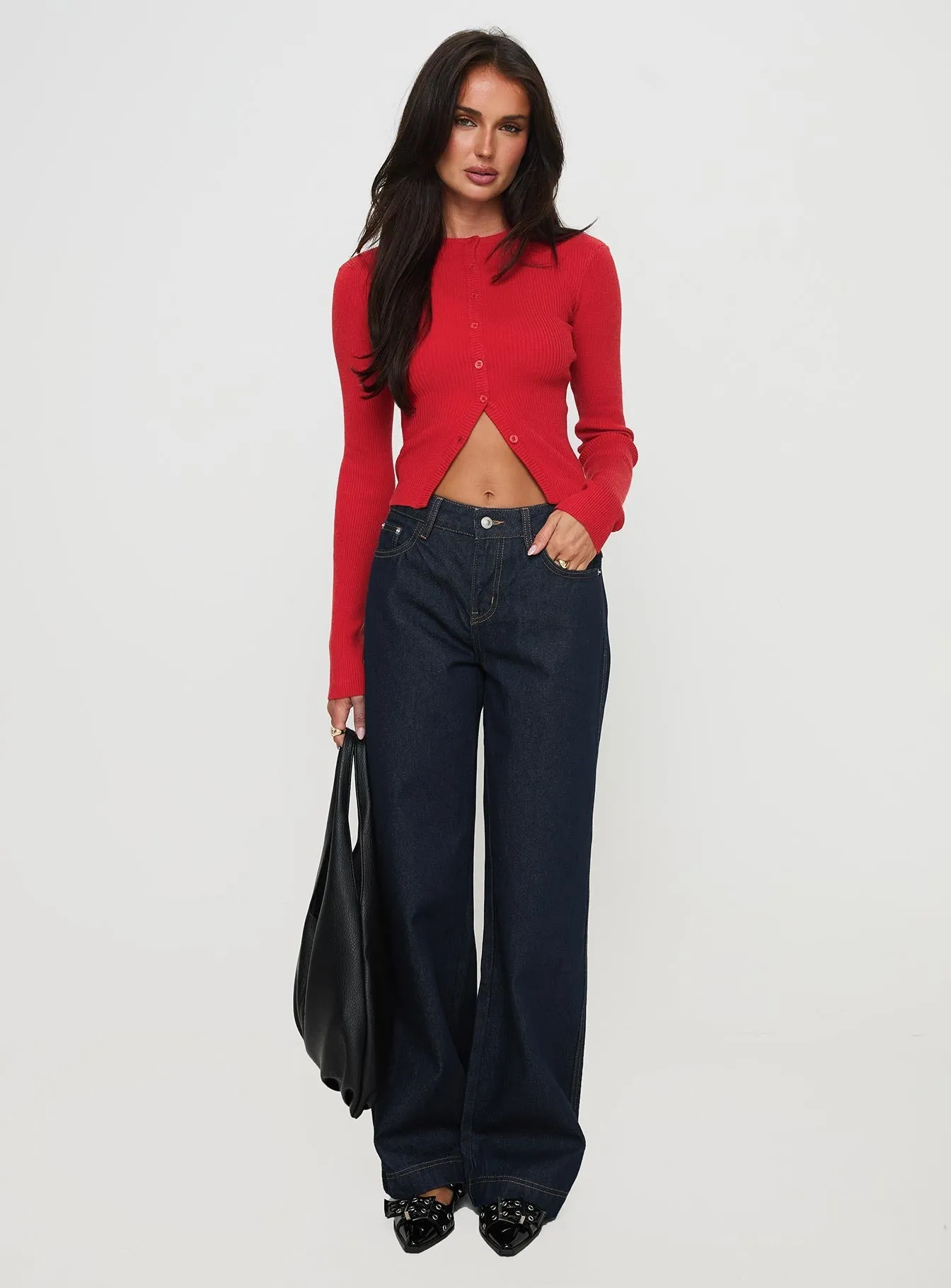Jankins Mid Rise Baggy Jeans Dark Blue Wash City Walk Casual Friday Beach Day Brunch Outfit Elegant