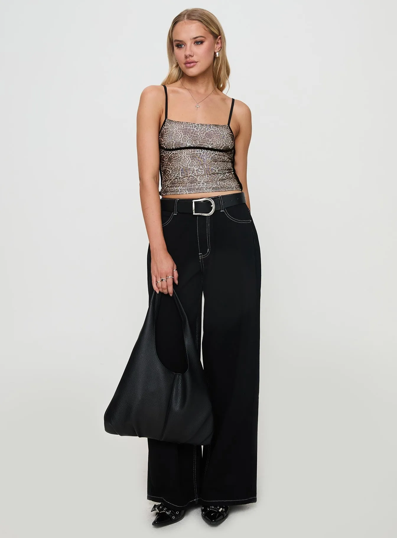 Durable Weave Neutral Cut Naylor Wide Leg Jeans Mid Black