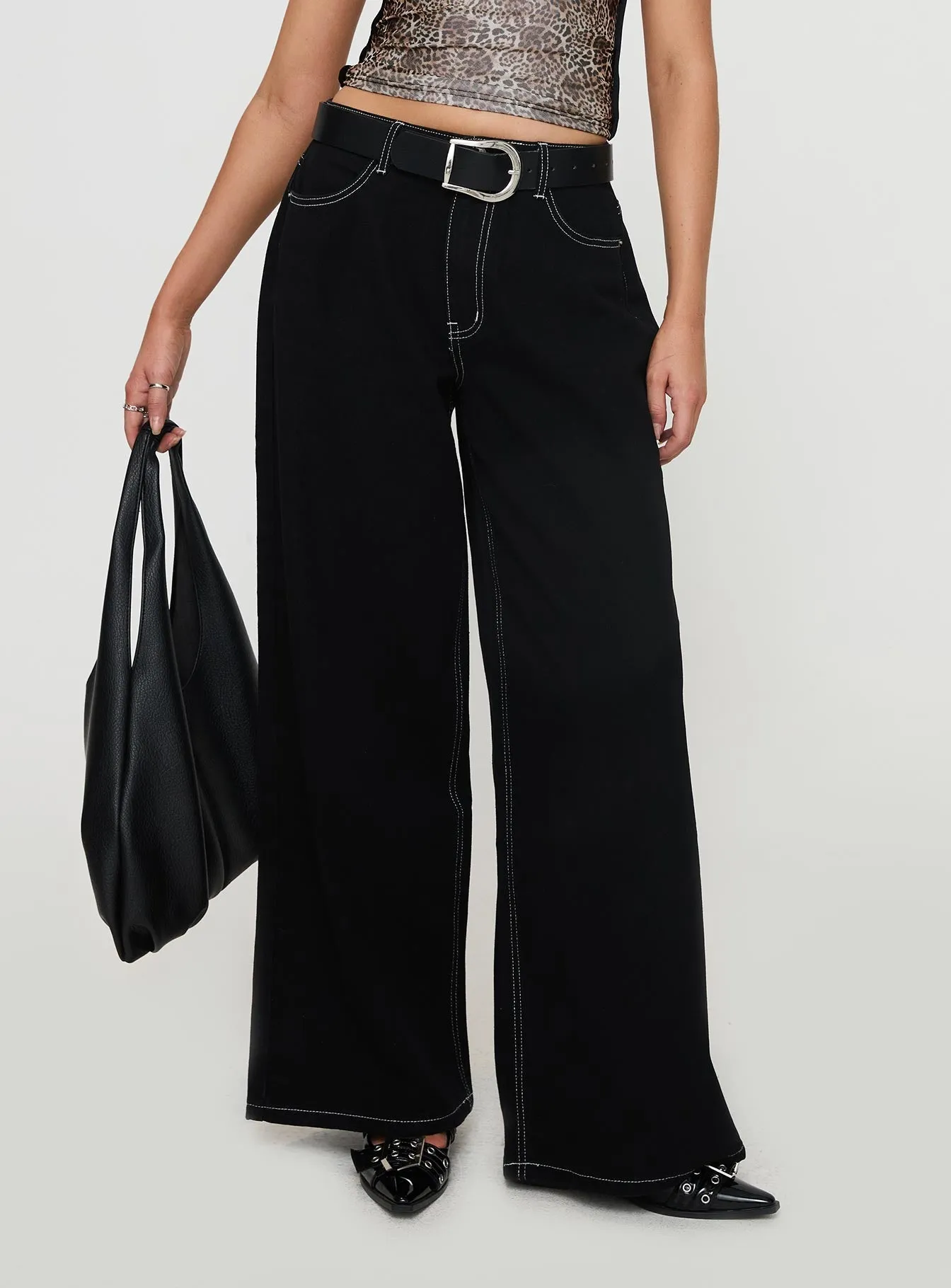 clean design Naylor Wide Leg Jeans Mid Black